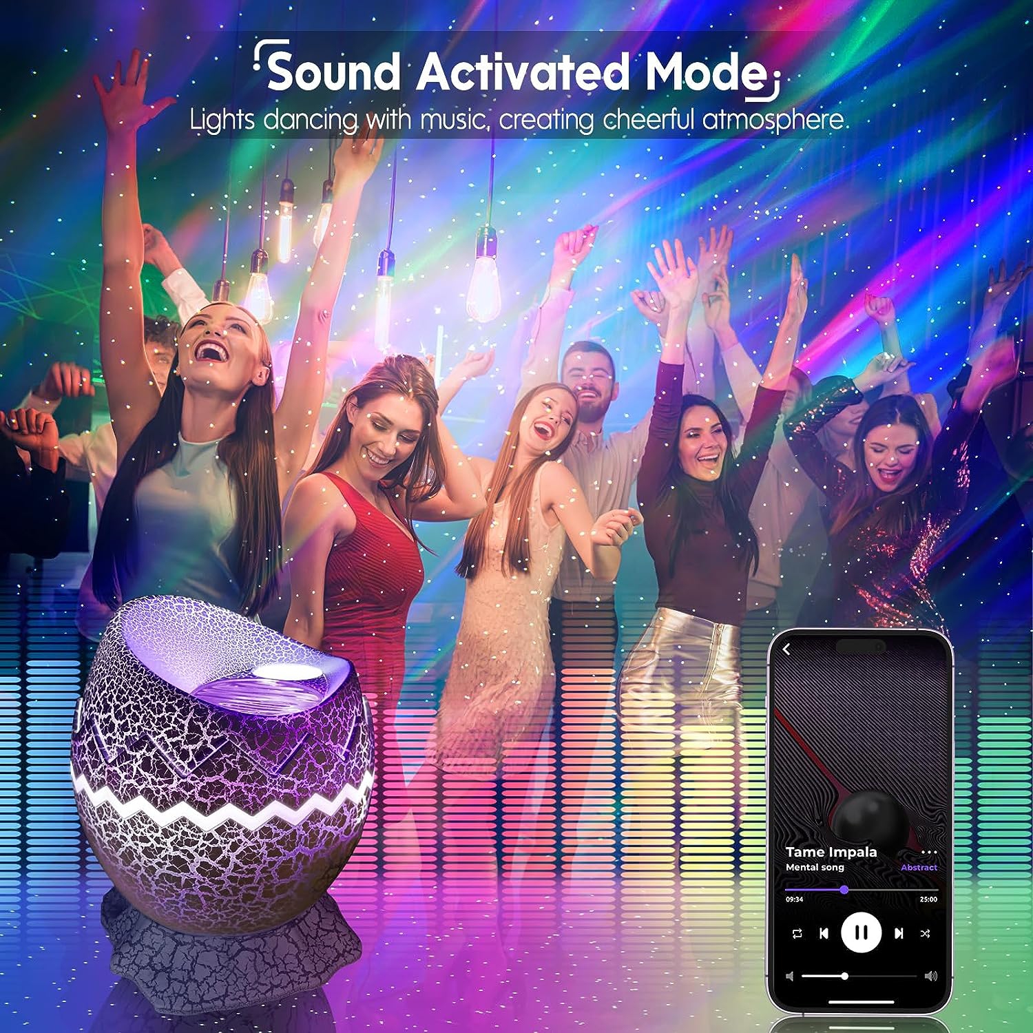 SUMKEA Star Projector, Dinosaur Egg, White Aurora Light