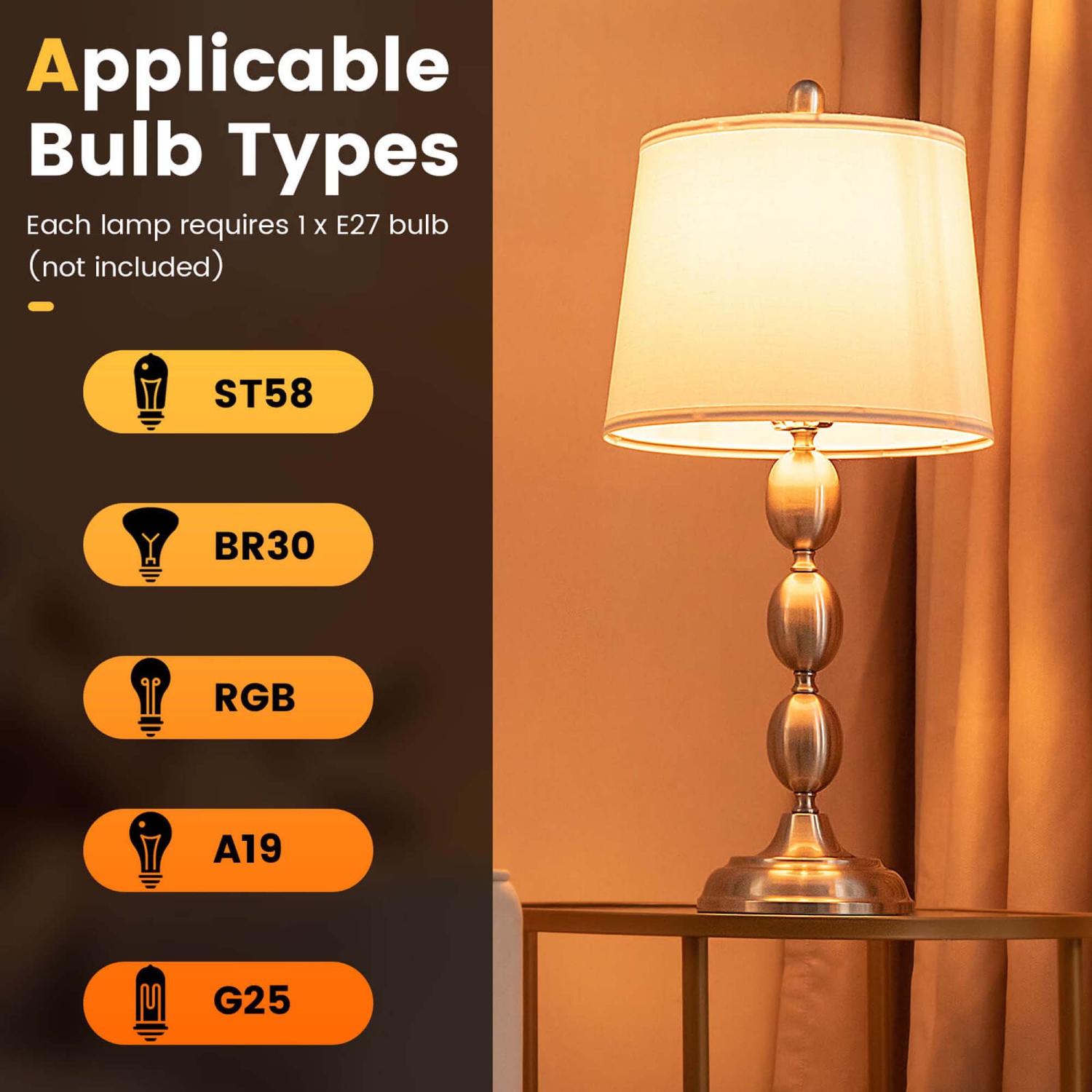 Costway 3 Pack Lamp Set Table & Floor Lamp with Weighted Base & Eye-Protecting Lamp Shade