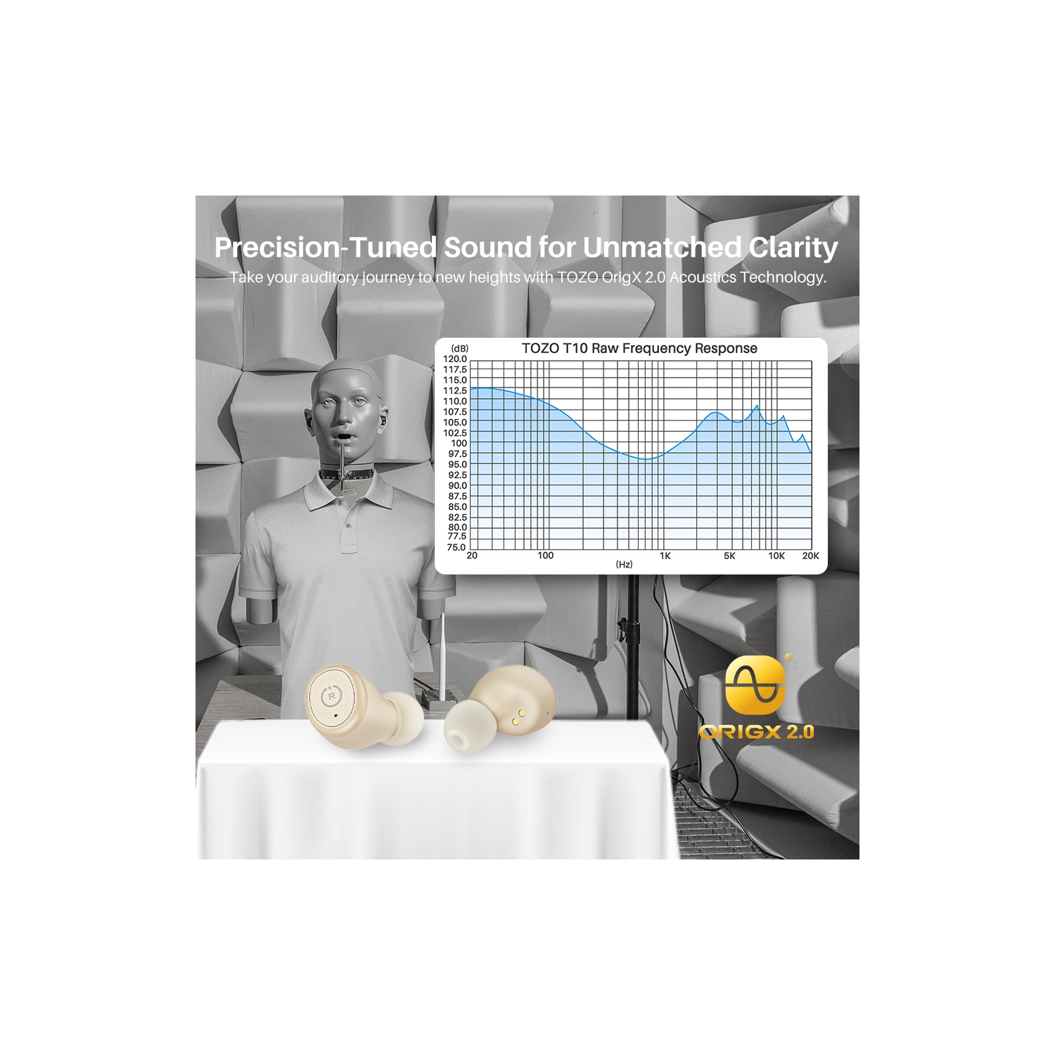 TOZO T10 mini Earbuds Support APP Customize 16 EQ In-Ear Noise Cancelling True Wireless-Khaki