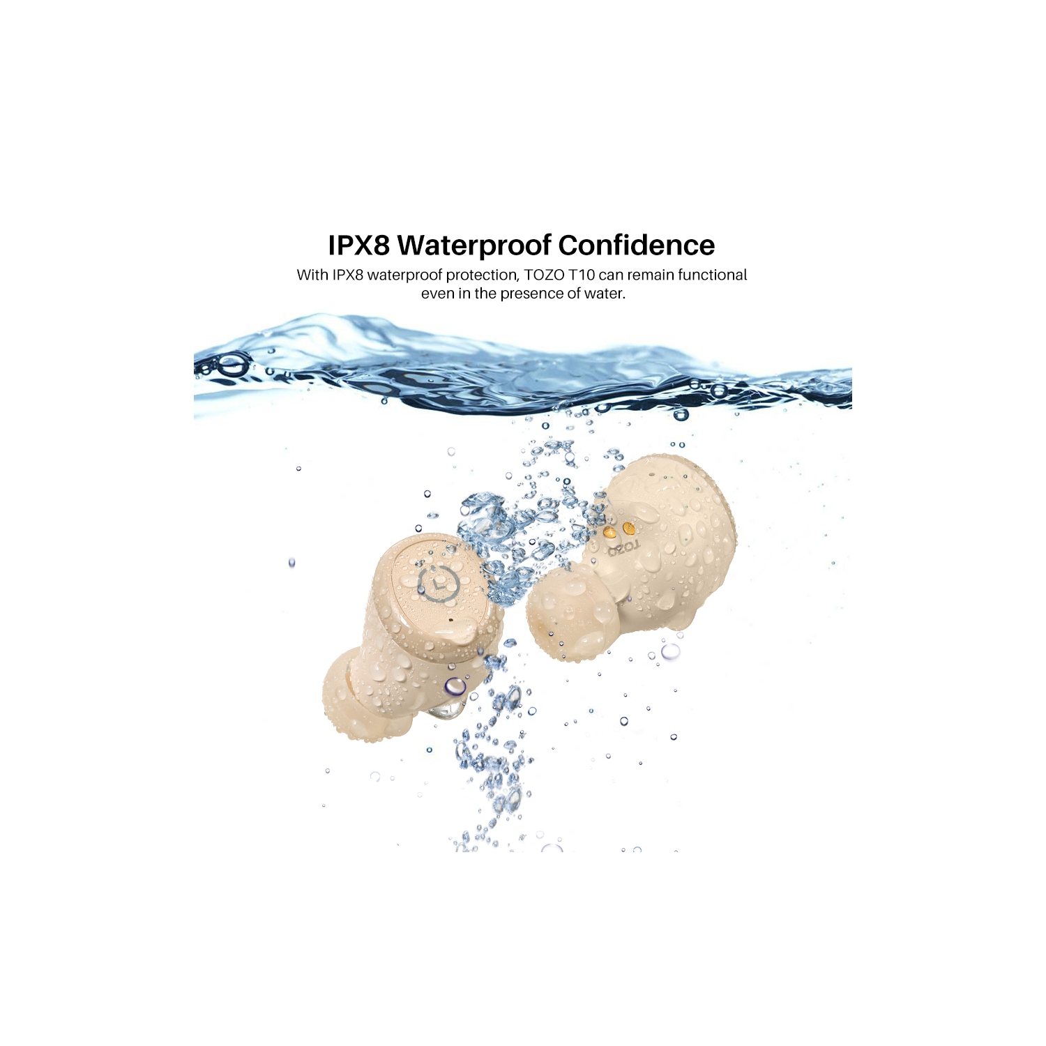 TOZO T10 mini Earbuds Support APP Customize 16 EQ In-Ear Noise Cancelling True Wireless-Khaki