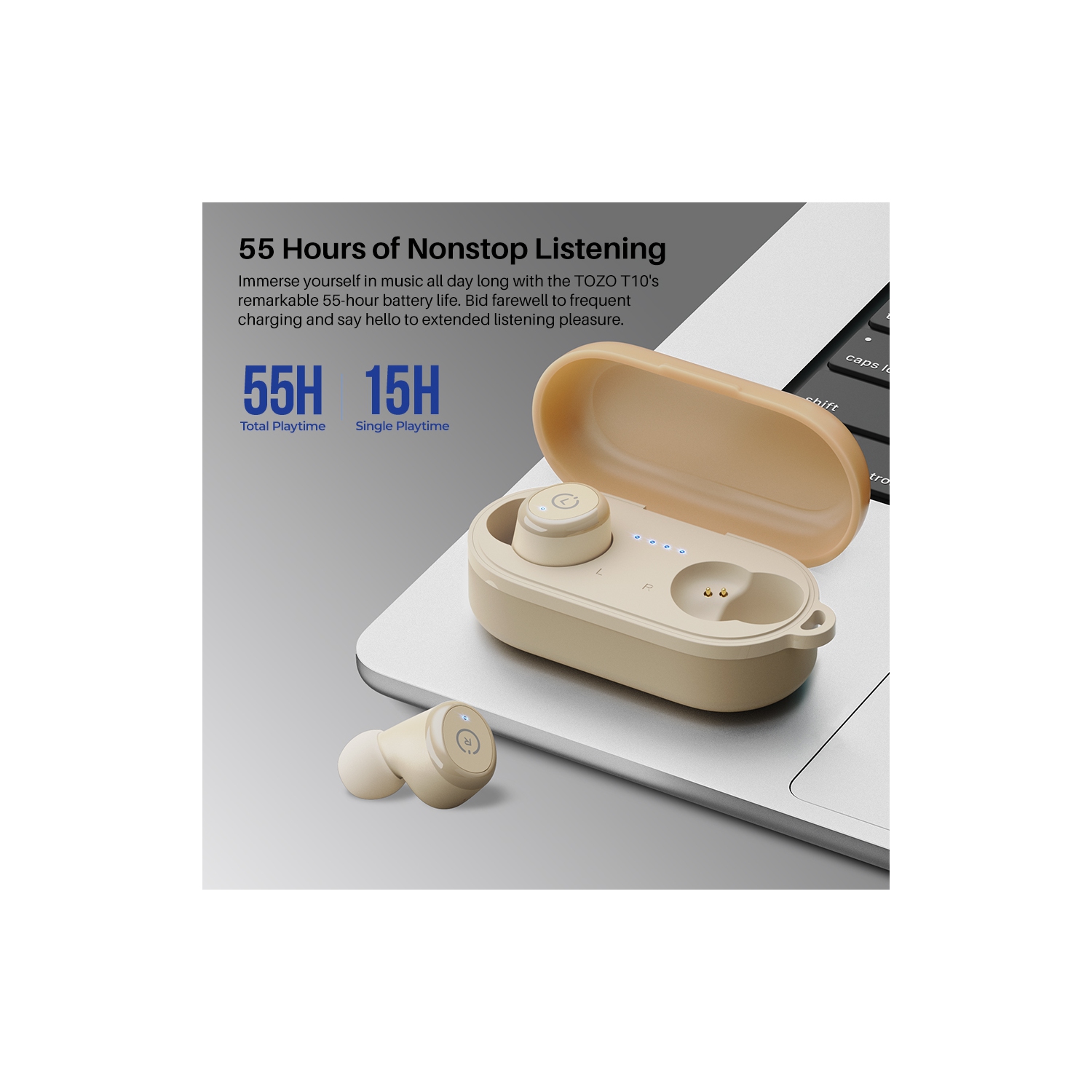 TOZO T10 mini Earbuds Support APP Customize 16 EQ In-Ear Noise Cancelling True Wireless-Khaki