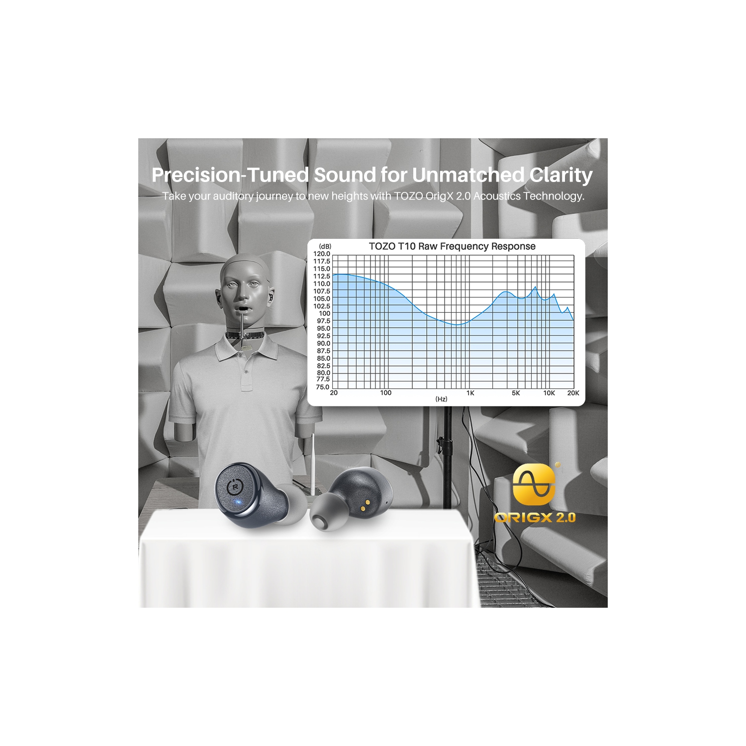 TOZO T10 Mini Earbuds Support APP personnaliser 16 EQ écouteurs bouton suppression du bruit True Wireless-Bleu marine