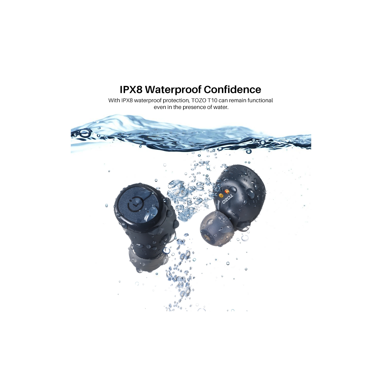 TOZO T10 Mini Earbuds Support APP personnaliser 16 EQ écouteurs bouton suppression du bruit True Wireless-Bleu marine