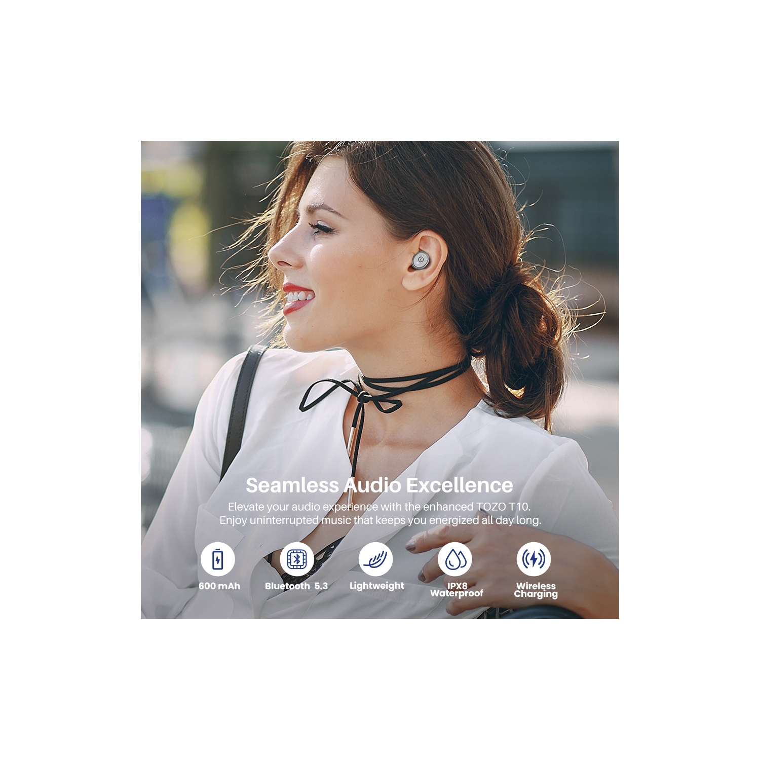 TOZO T10 mini Earbuds Support APP Customize 16 EQ In-Ear Noise Cancelling True Wireless-Gray