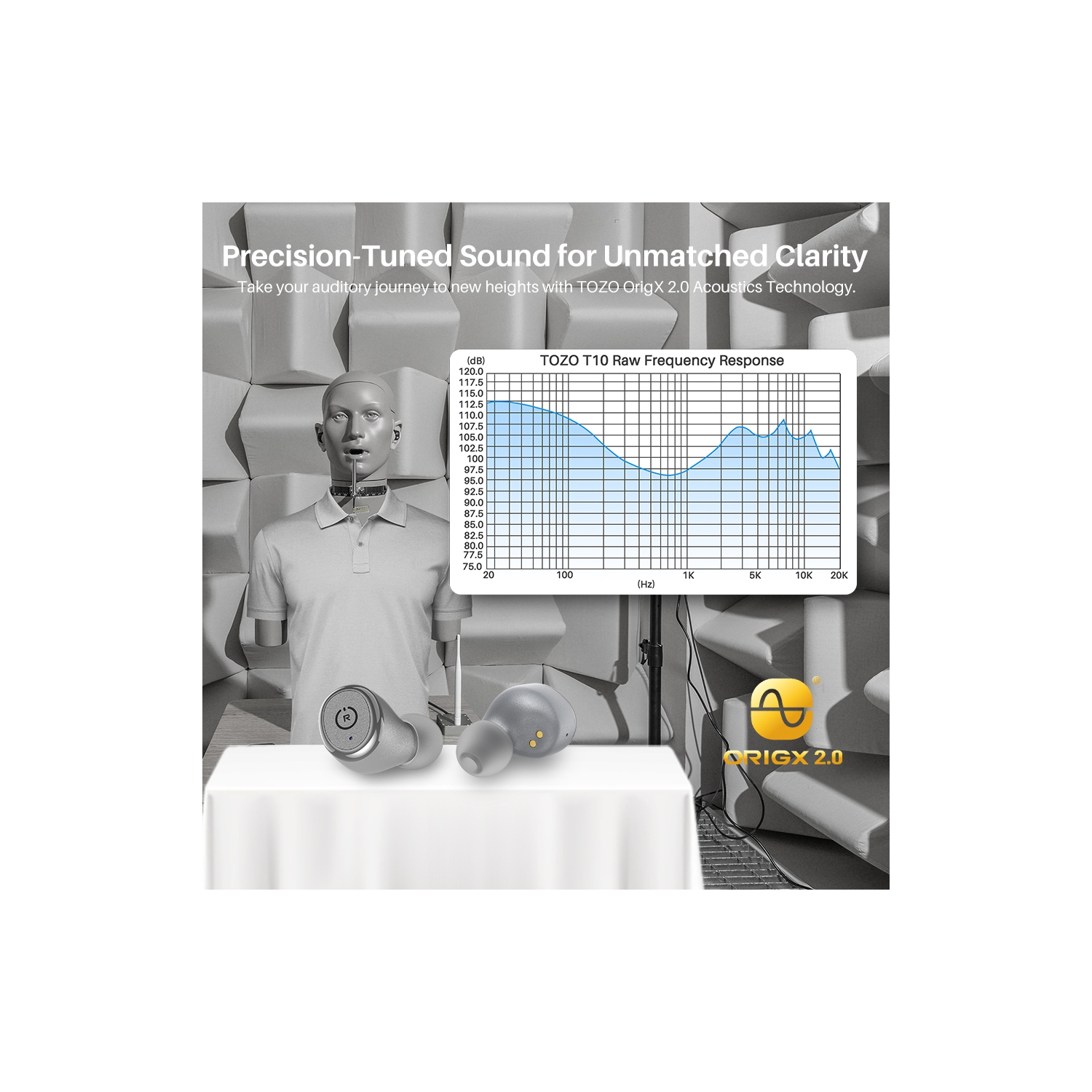 TOZO T10 mini Earbuds Support APP Customize 16 EQ In-Ear Noise Cancelling True Wireless-Gray