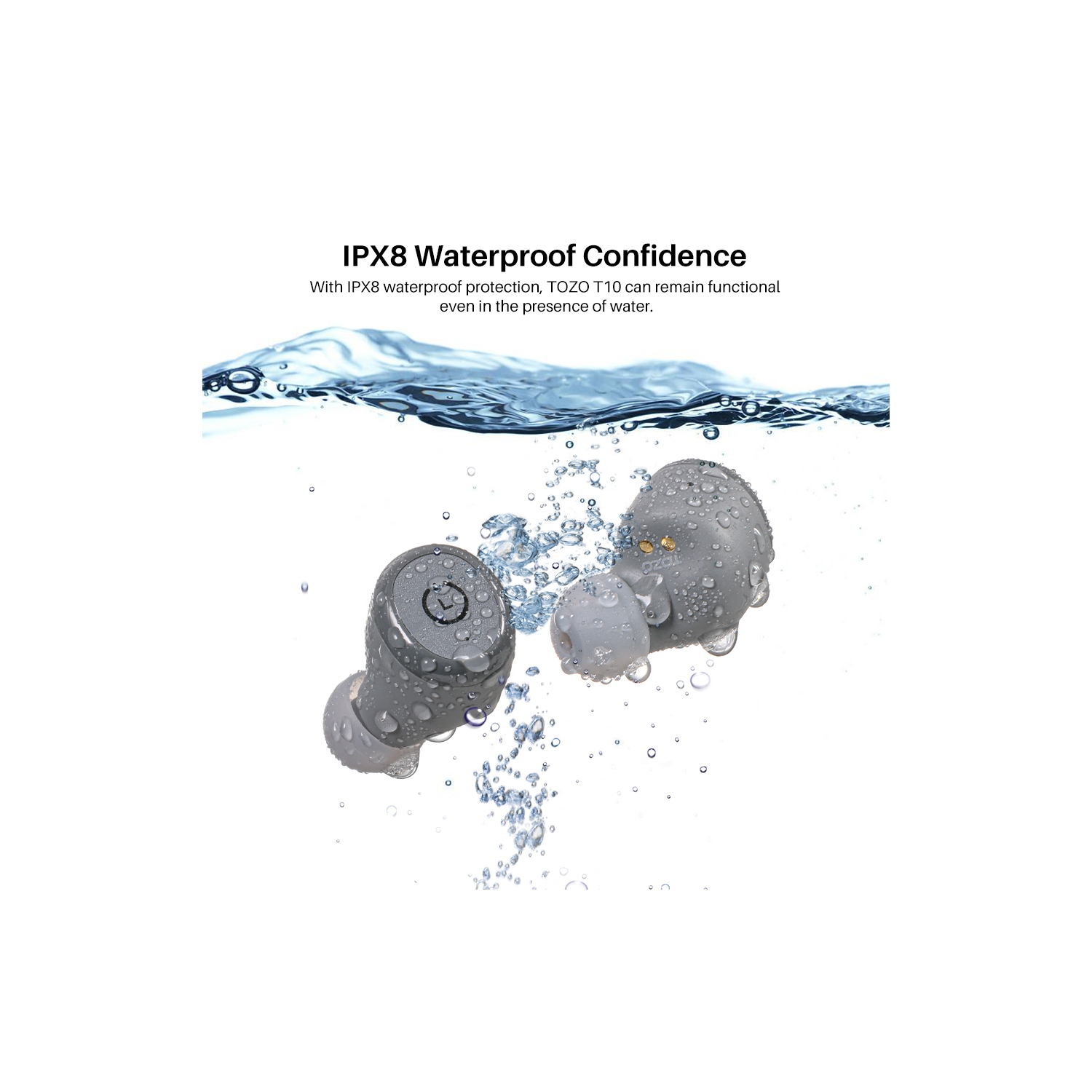 TOZO T10 mini Earbuds Support APP Customize 16 EQ In-Ear Noise Cancelling True Wireless-Gray