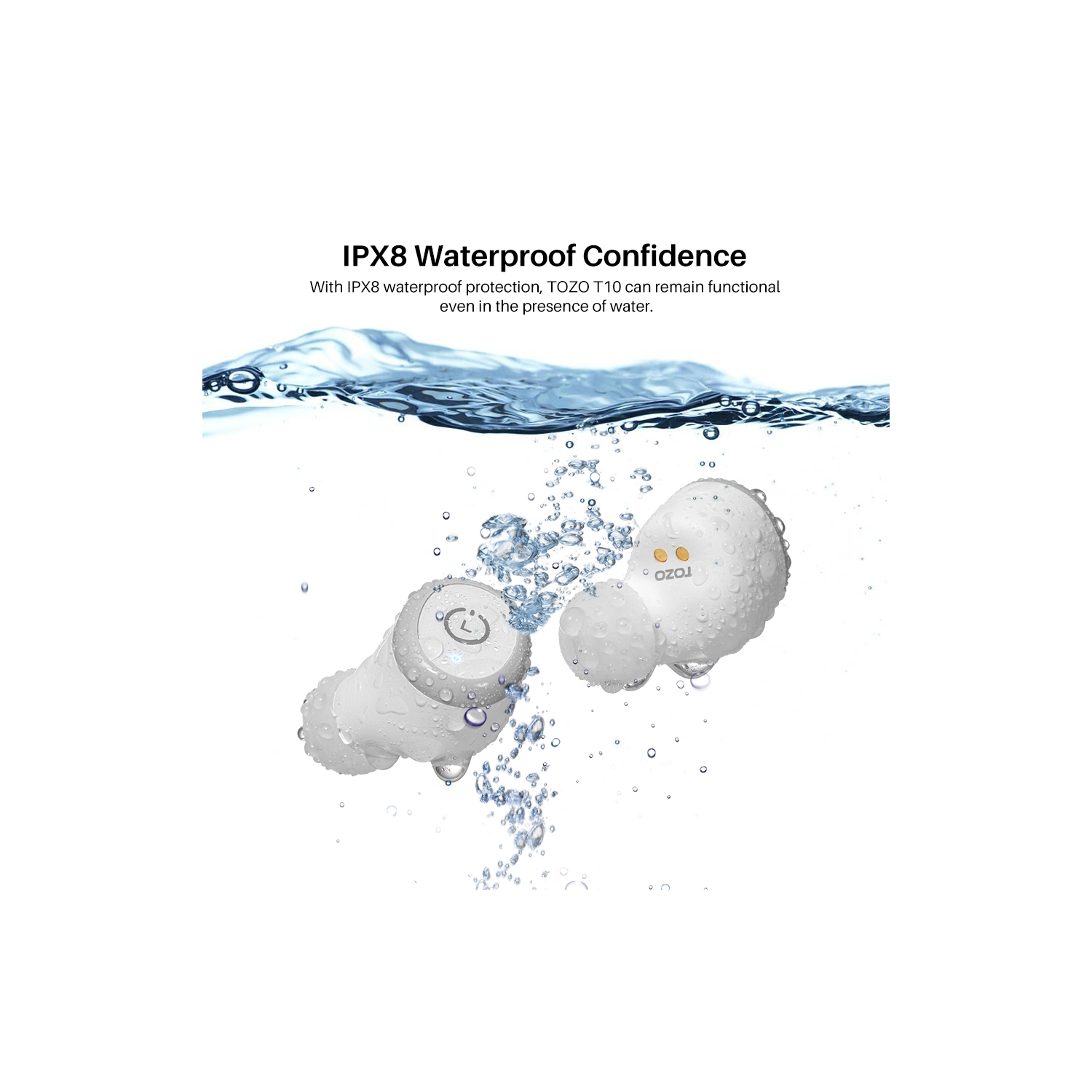 Les mini-écouteurs bouton T10 de TOZO sont compatibles avec l'APPLICATION personnaliser les écouteurs boutons 100 % sans fil à suppression du bruit