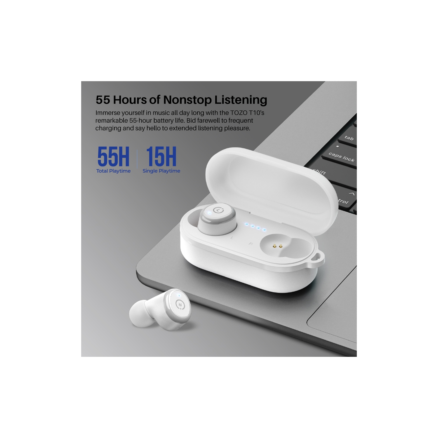 Les mini-écouteurs bouton T10 de TOZO sont compatibles avec l'APPLICATION personnaliser les écouteurs boutons 100 % sans fil à suppression du bruit