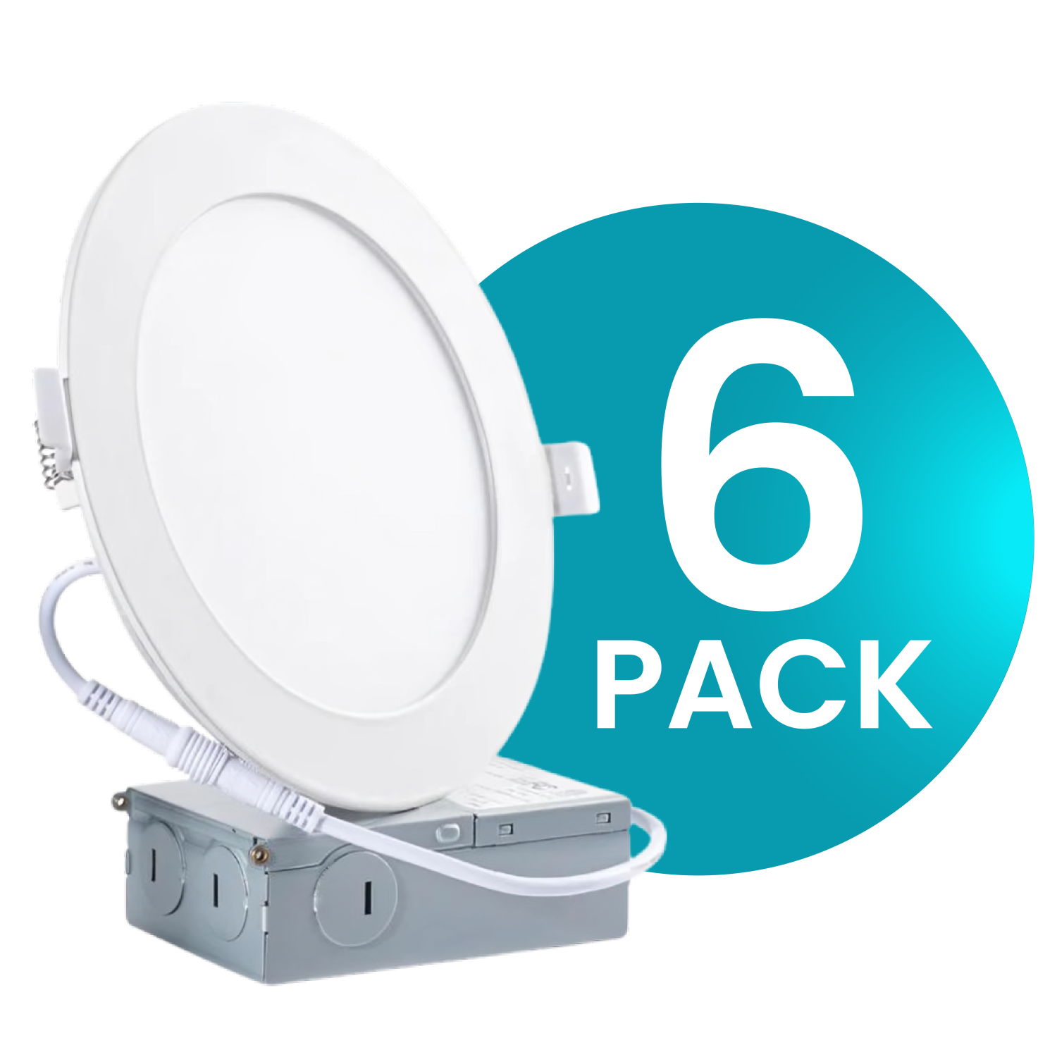 4-Inch LED Recessed Slim Panel Lights with Junction Box, 9W 750LM 3000K Warm White Dimmable LED Pot Lights, Damp Rated ETL FCC Listed Ceiling Lights -