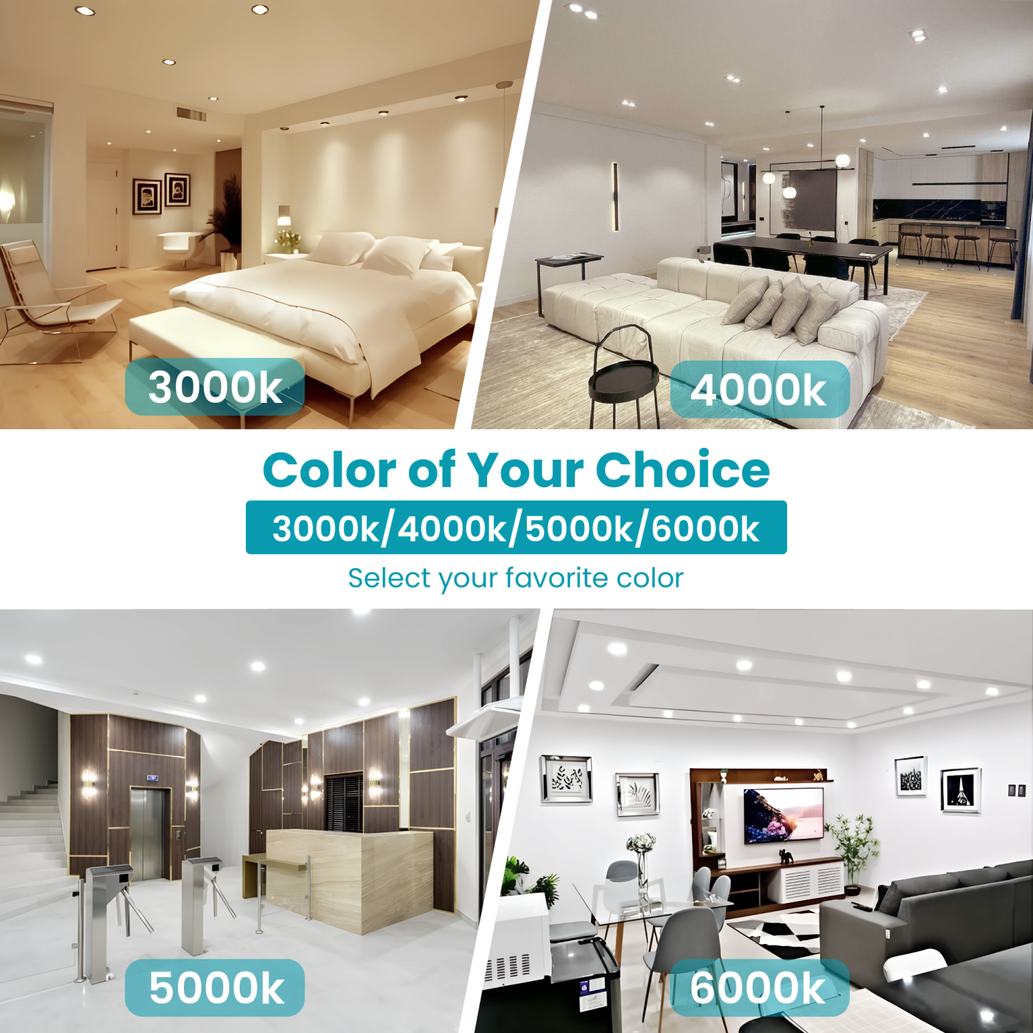 4-Inch LED Recessed Slim Panel Lights with Junction Box, 9W 750LM 3000K Warm White Dimmable LED Pot Lights, Damp Rated ETL FCC Listed Ceiling Lights -