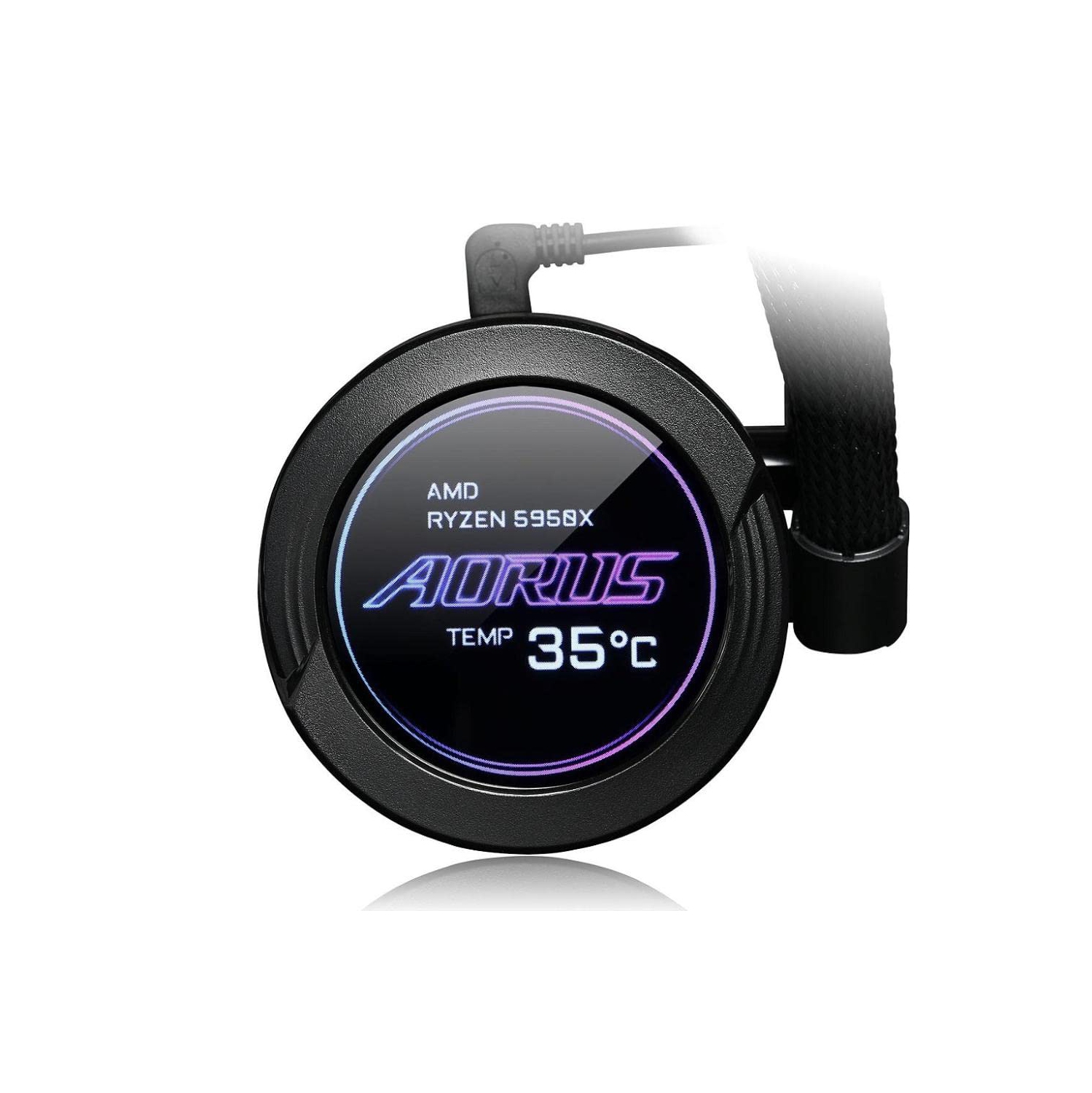AORUS WATERFORCE X 360 AIO Liquid CPU Cooler, Rotatable Circular LCD Display