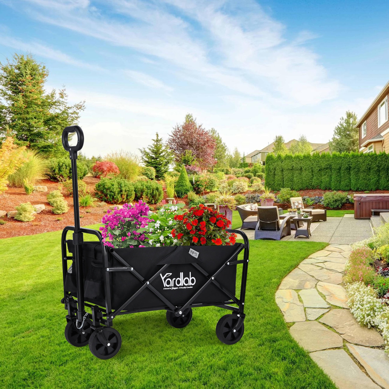 Yardlab – Chariot de plage pliable, chariot de rangement de camping extérieur utilitaire, 27 7,9 x 15 x 19,3