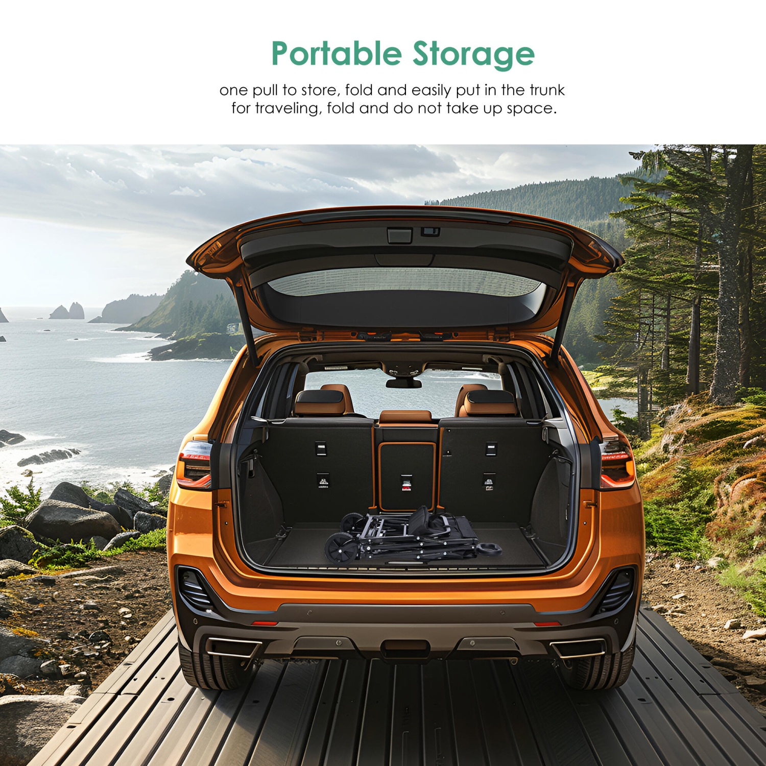 Yardlab – Chariot de plage pliable, chariot de rangement de camping extérieur utilitaire, 27 7,9 x 15 x 19,3