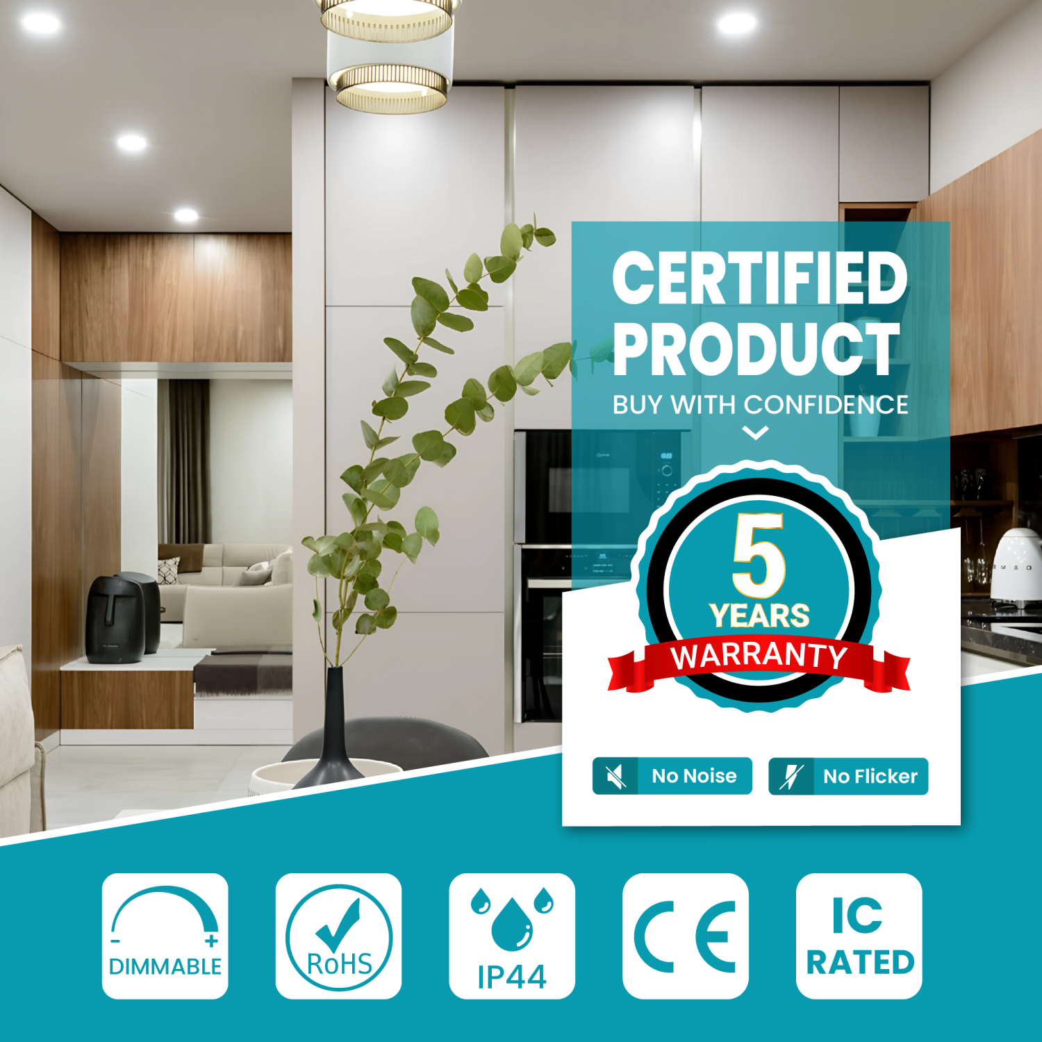 4-Inch LED Recessed Slim Panel Lights with Junction Box, 9W 750LM 6000K Daylight White Dimmable LED Pot Lights, Damp Rated ETL FCC Listed Ceiling