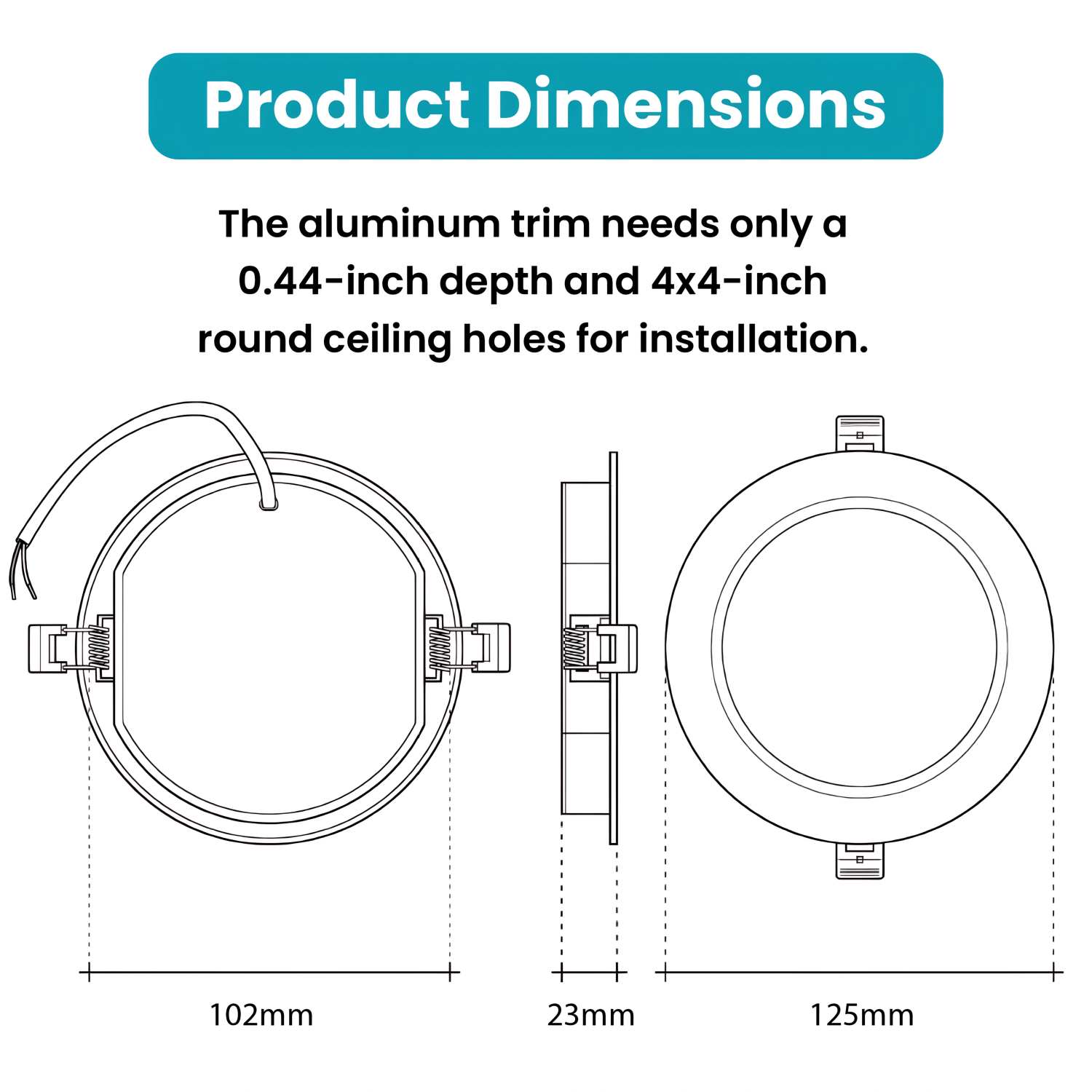 4-Inch LED Recessed Slim Panel Lights with Junction Box, 9W 750LM 5000K Cool White Dimmable LED Pot Lights, Damp Rated ETL FCC Listed Ceiling Lights -