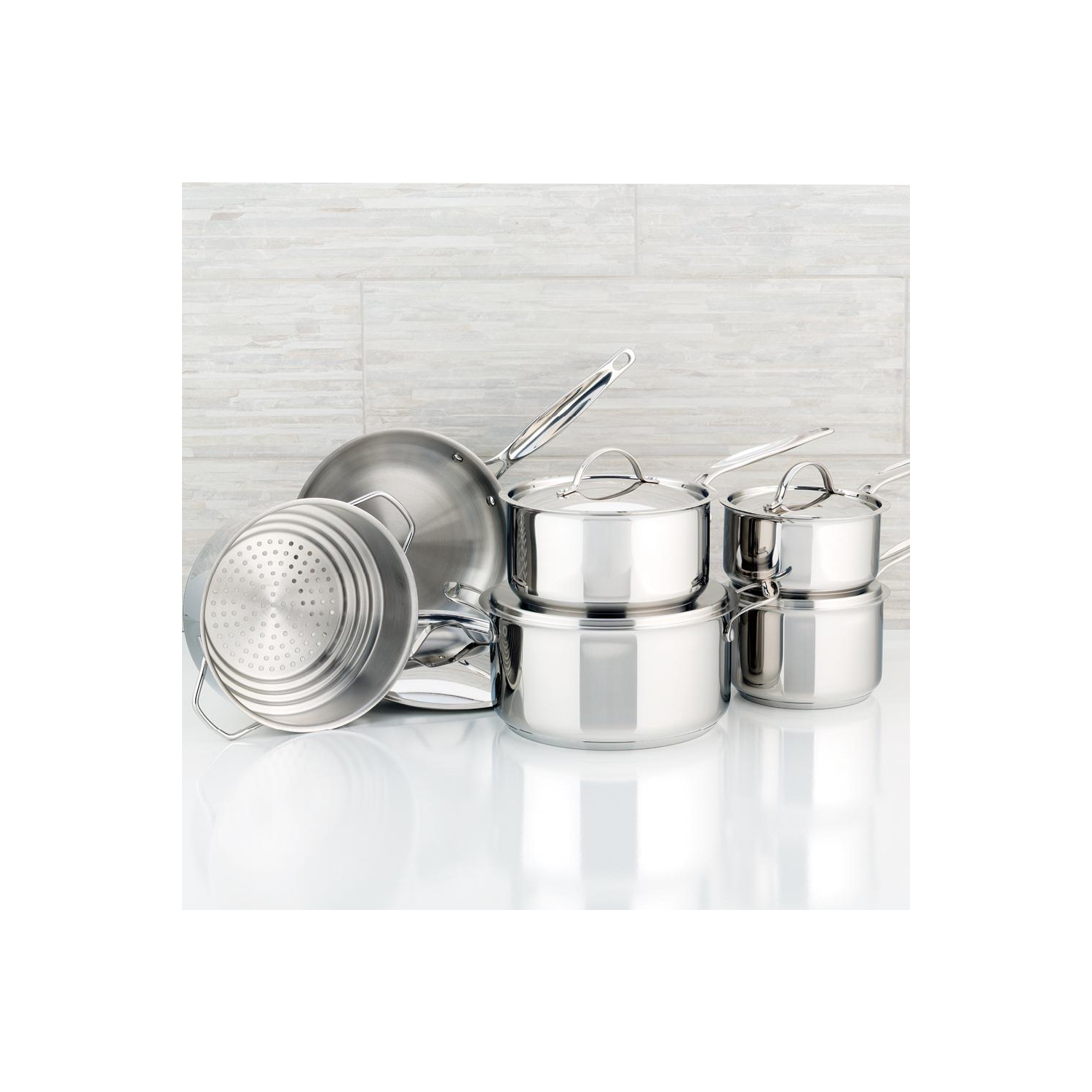 Meyer Confederation Stainless Steel Cookware Set, 11-Piece, Made in Canada