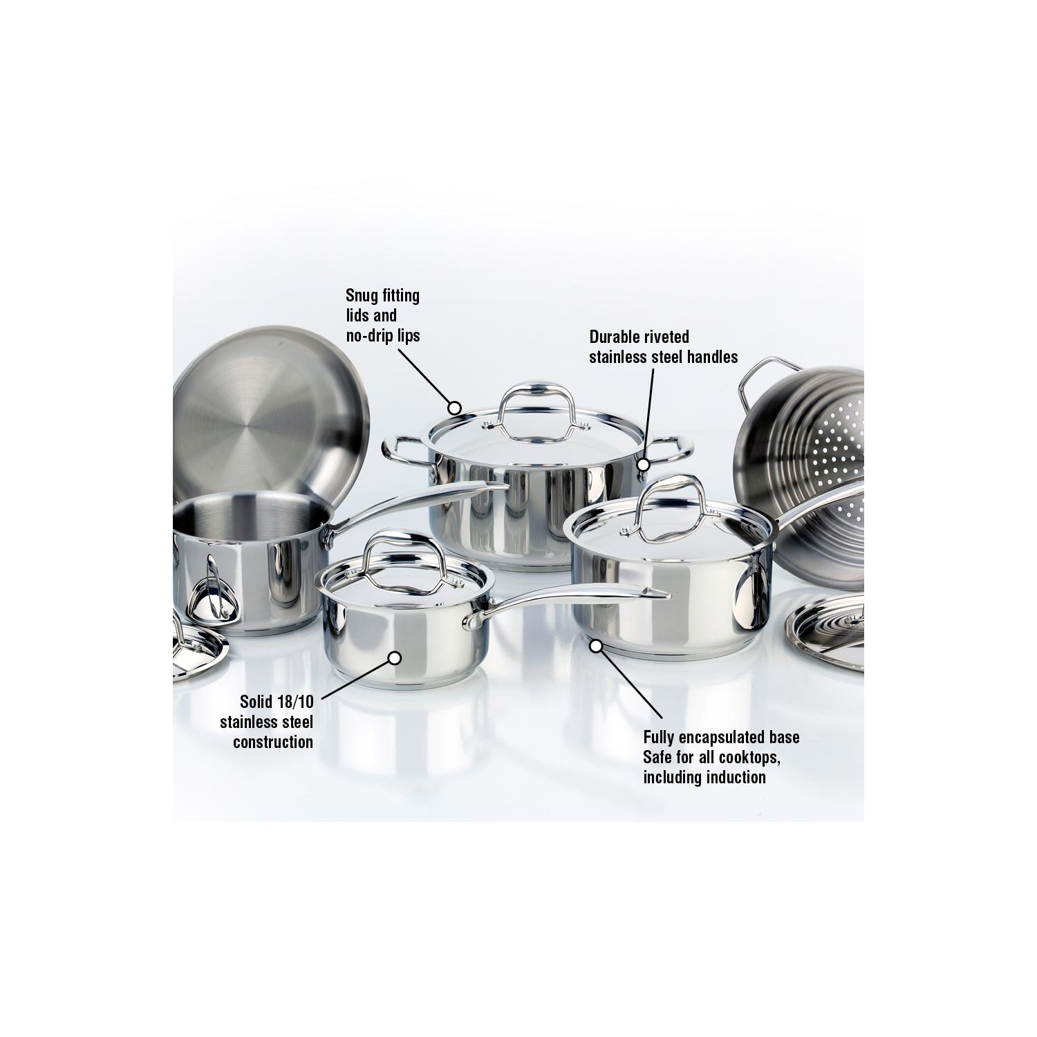 Meyer Accolade Stainless Steel Cookware Set, 11-Piece, Made in Canada
