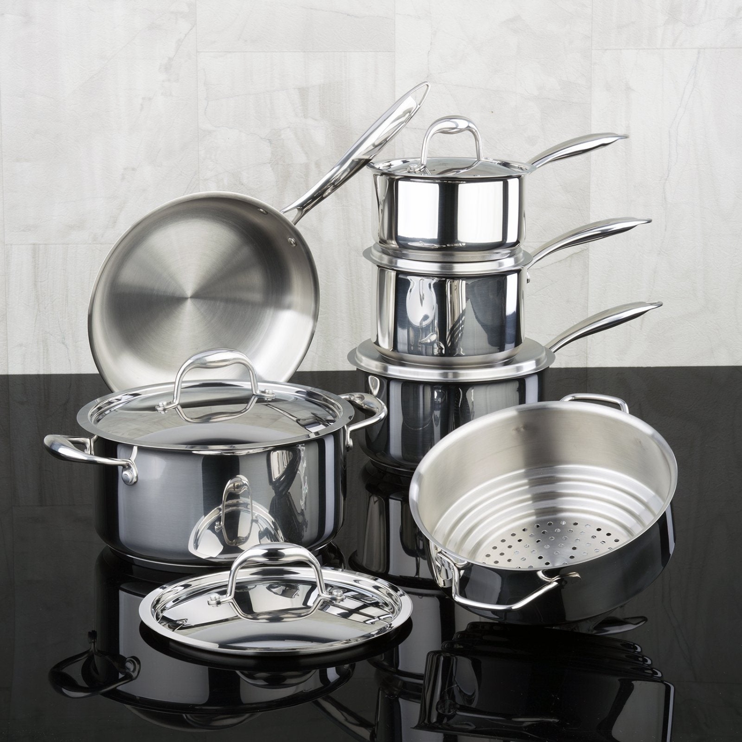 Meyer Accolade Stainless Steel Cookware Set, 11-Piece, Made in Canada