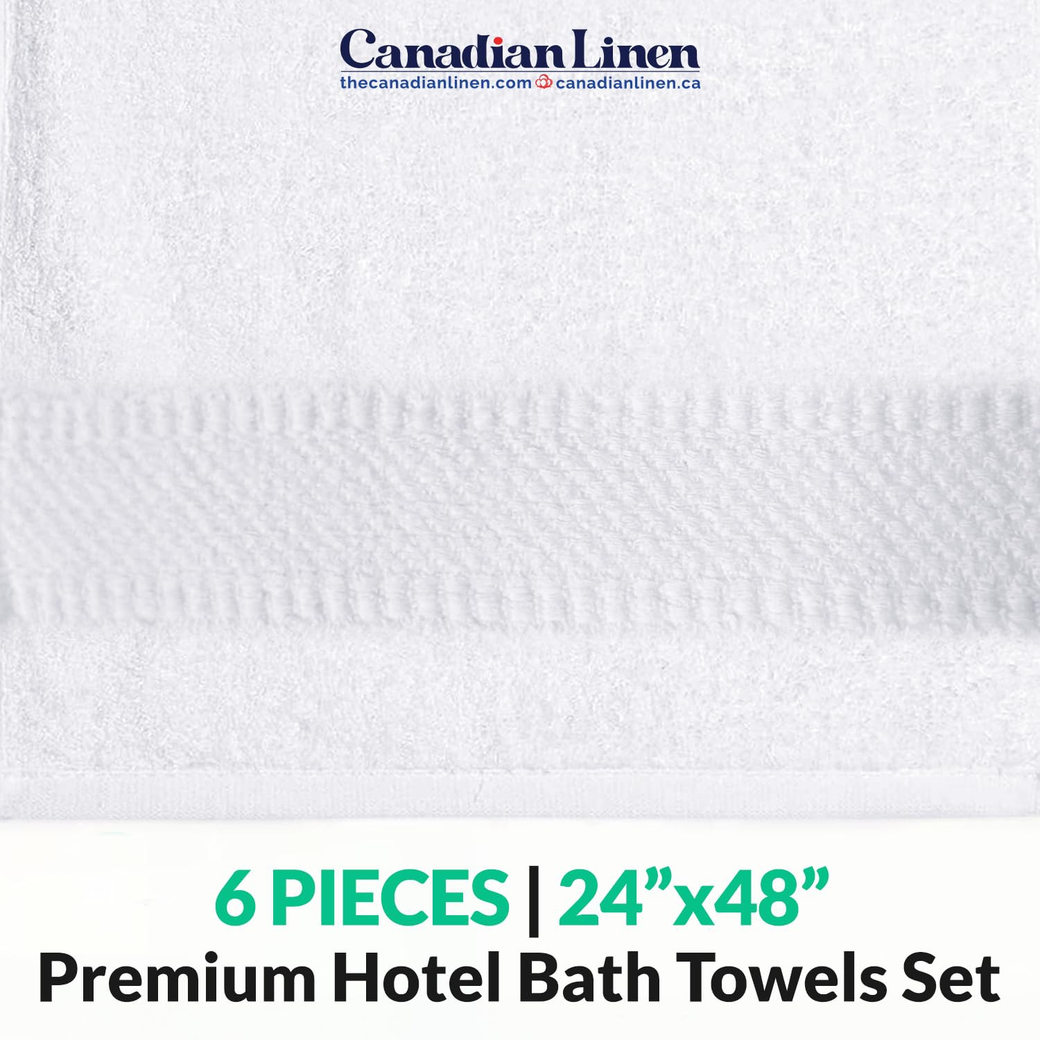 Ensemble de 6 serviettes de bain blanches en lin impérial, 24 x x48 po, léger, anneau absorbant doux, essuie-tout en coton filé pour salle de bain