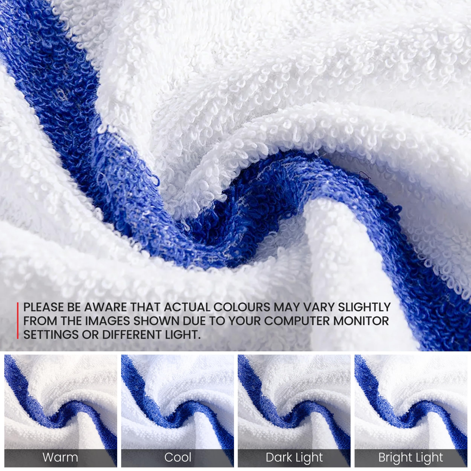 Ensemble de serviettes de piscine en lin canadien, paq. 6, blanc avec rayure bleue 24x48&nbsp;po, doux absorbant, séchage rapide Serviettes en coton