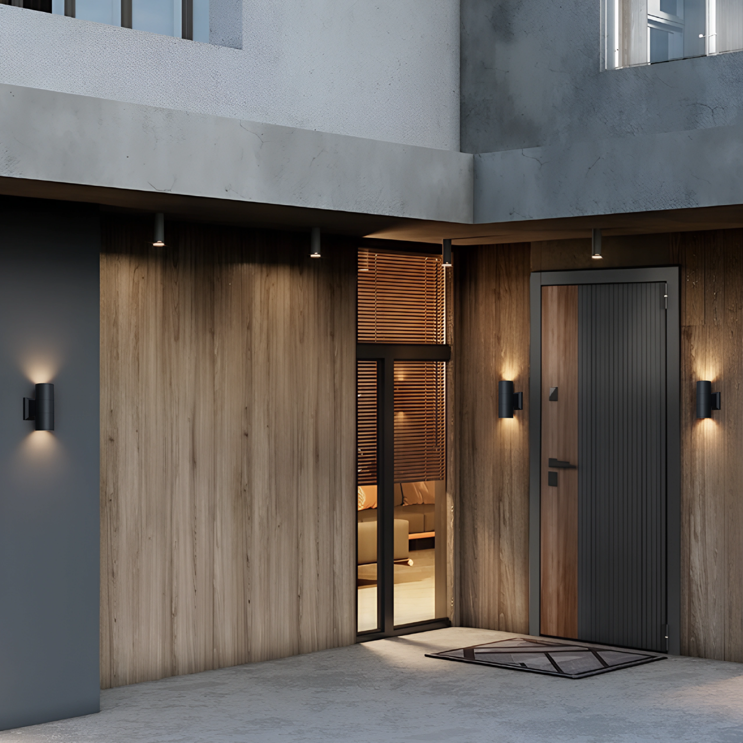 Strak Outdoor Wall Light, 12-Inch Cylinder Up and Down Black Light, Damp rated, IP65, 3CCT in One,CETL, ideal for Porch, Patio, 1-Pack