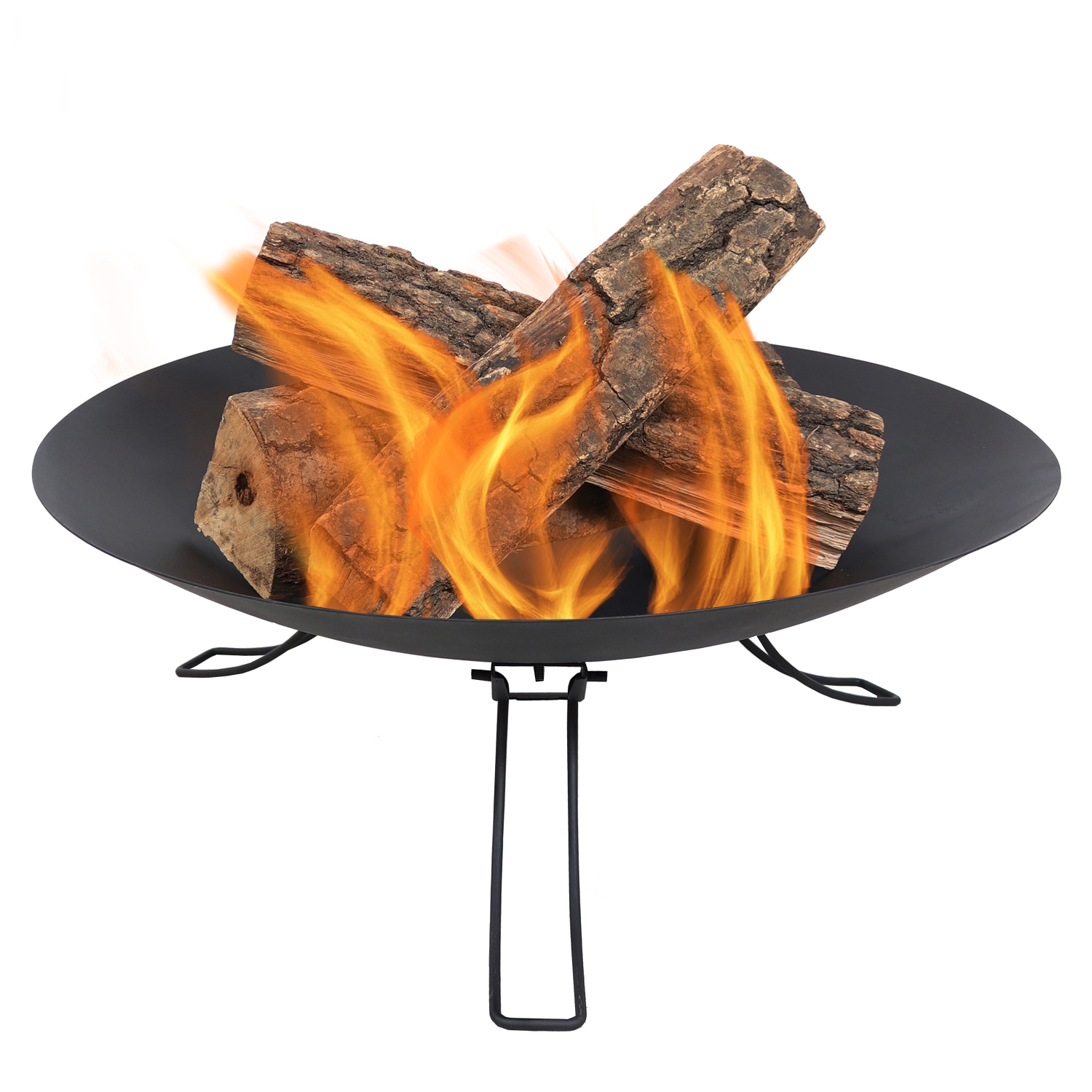 Sunnydaze 24 in Classic Ebony Steel Fire Pit Bowl with Folding Legs