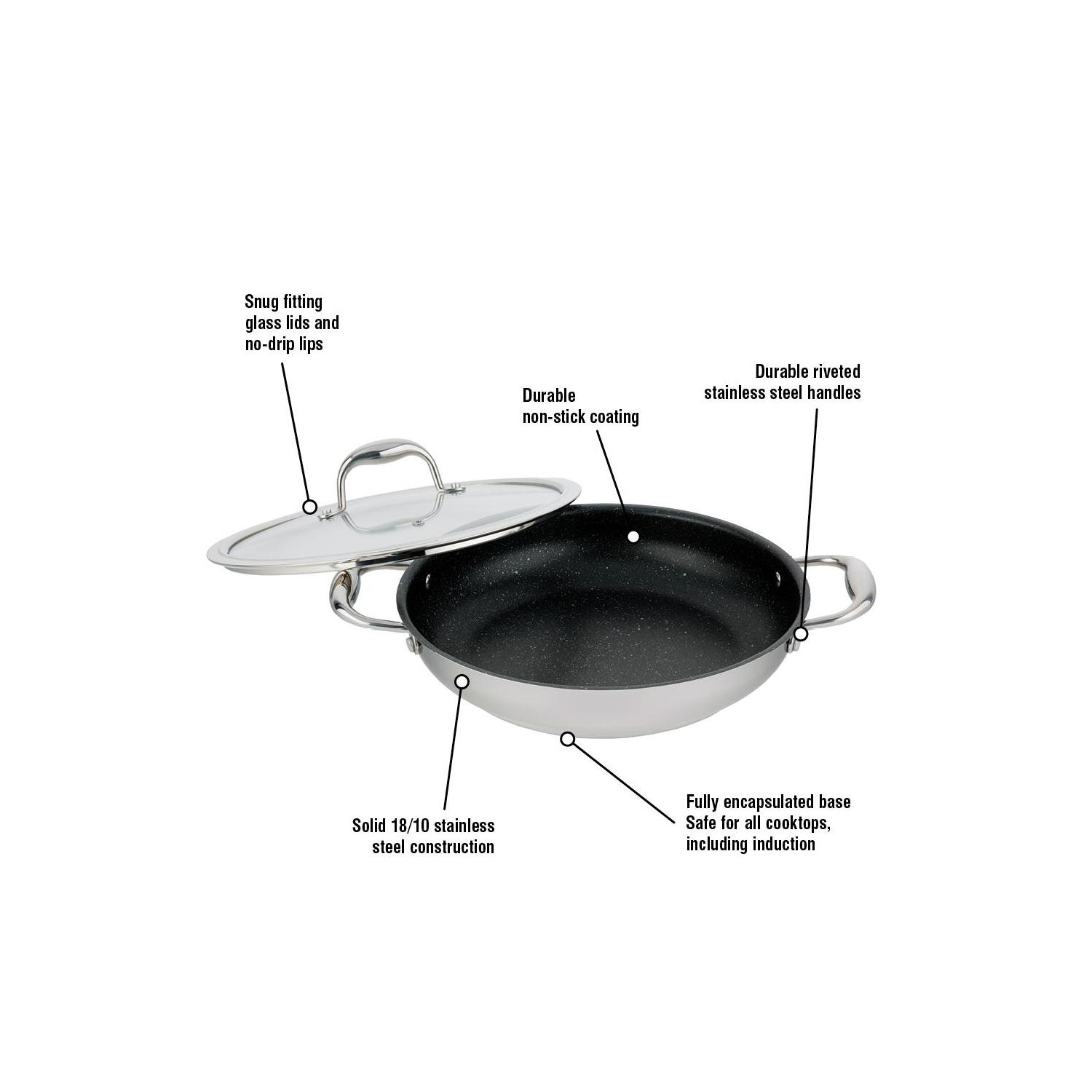 Fry Pan Accolade Granite Non-Stick with lid 32cm/12'