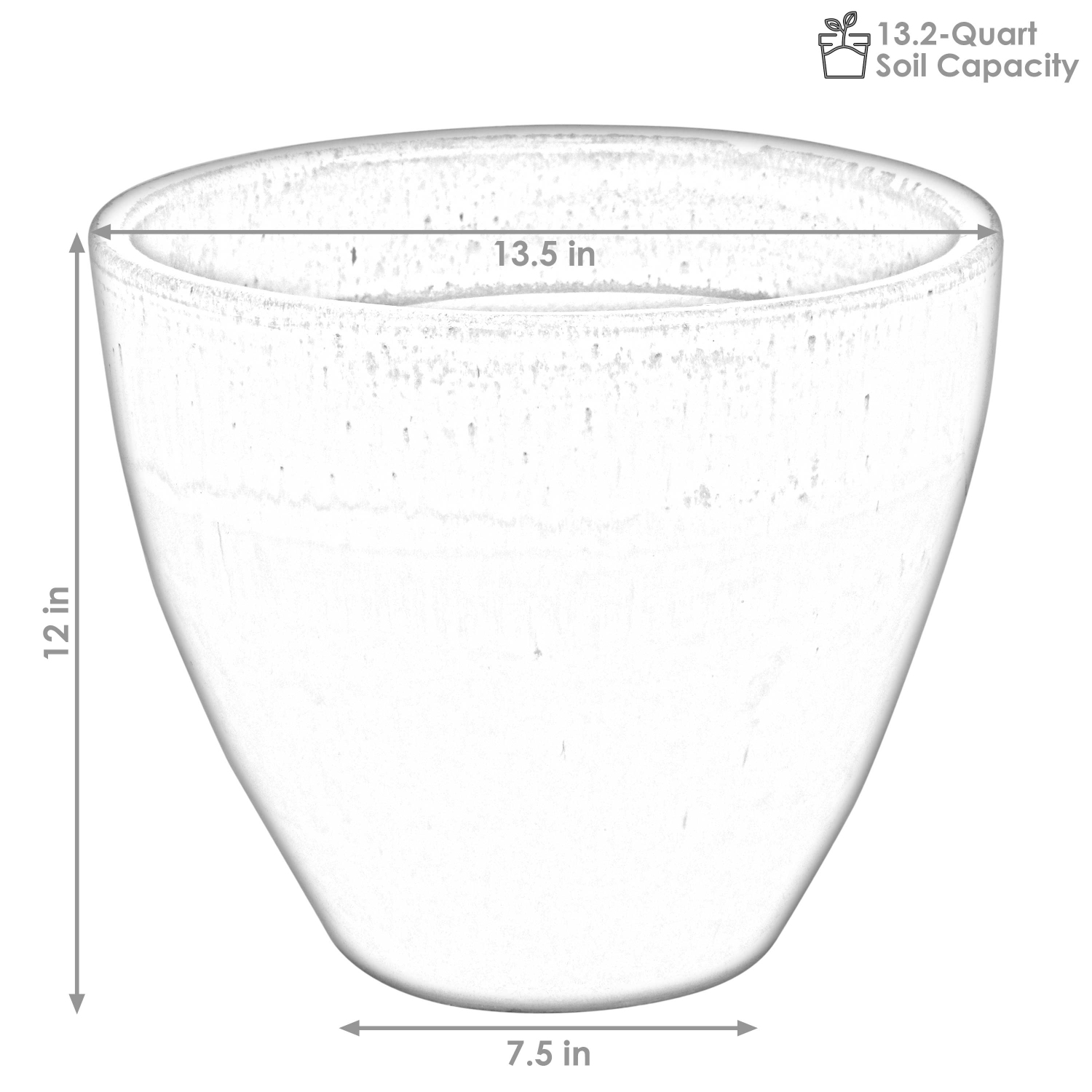 Sunnydaze 13 in Resort High-Fired Glazed Ceramic Planter - Gray