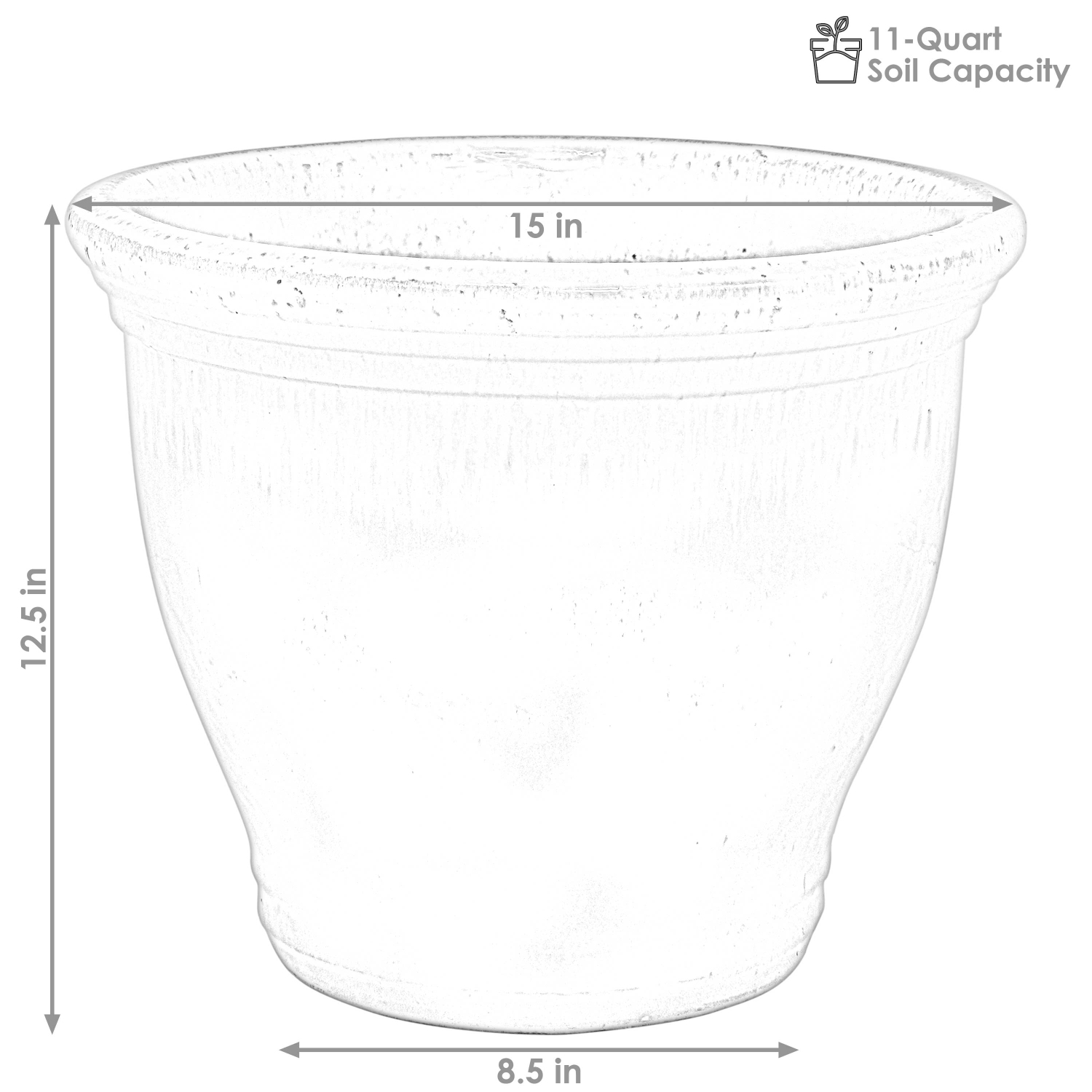 Sunnydaze 15 in Studio High-Fired Glazed Ceramic Planter - Gray