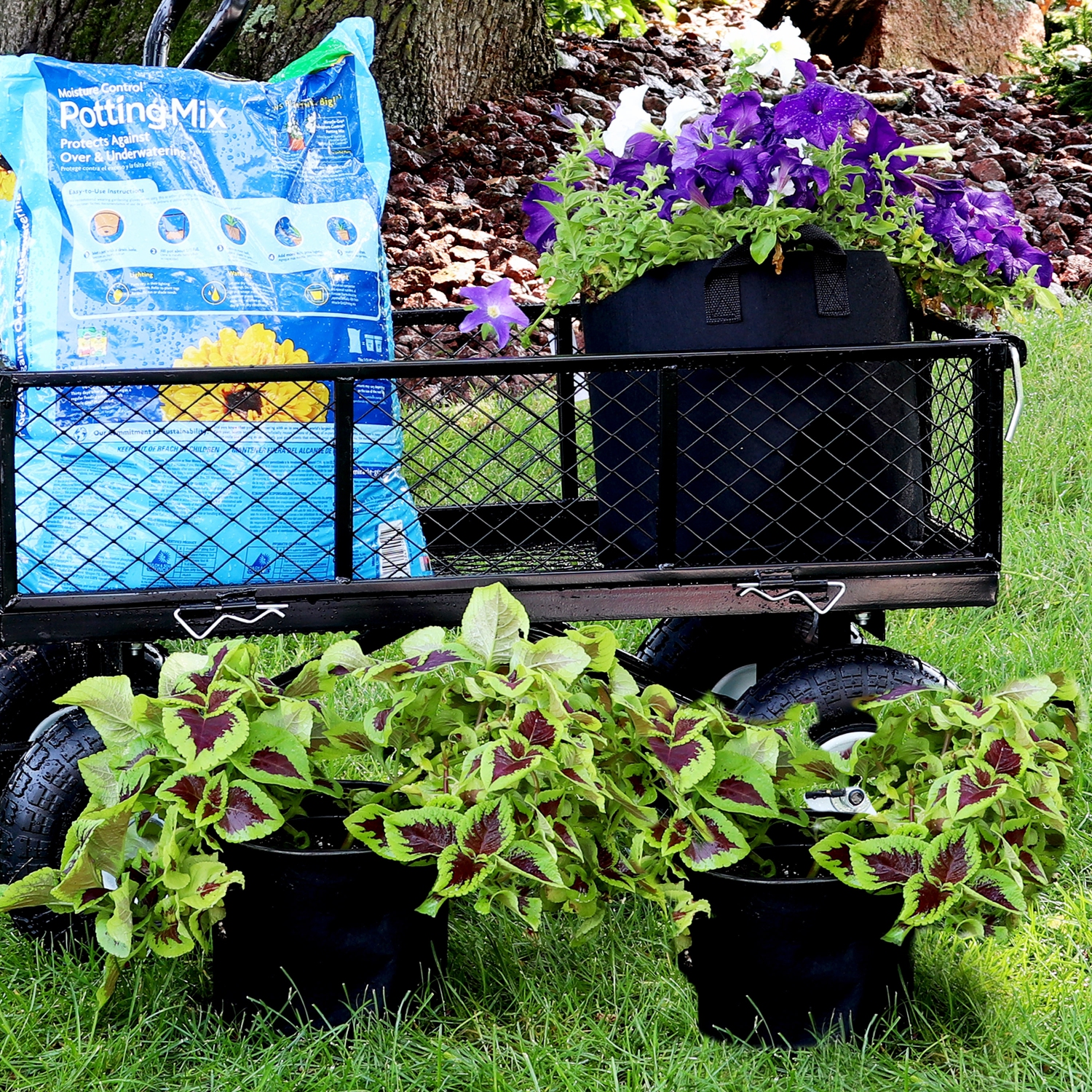 Sunnydaze Ensemble de 5 sacs de culture en polypropylène non tissé avec poignées - 5 gallons