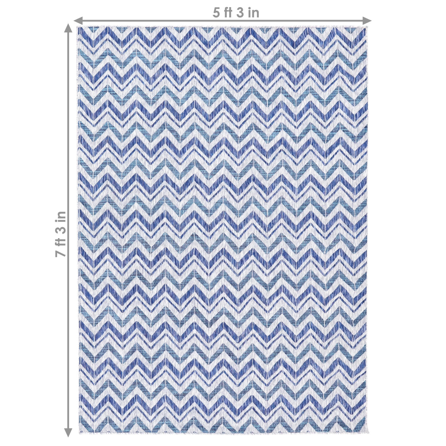 Tapis d'extérieur Chevron Dreams de Sunnydaze - Bleu/Gris - 5&nbsp;pi x 7&nbsp;pi