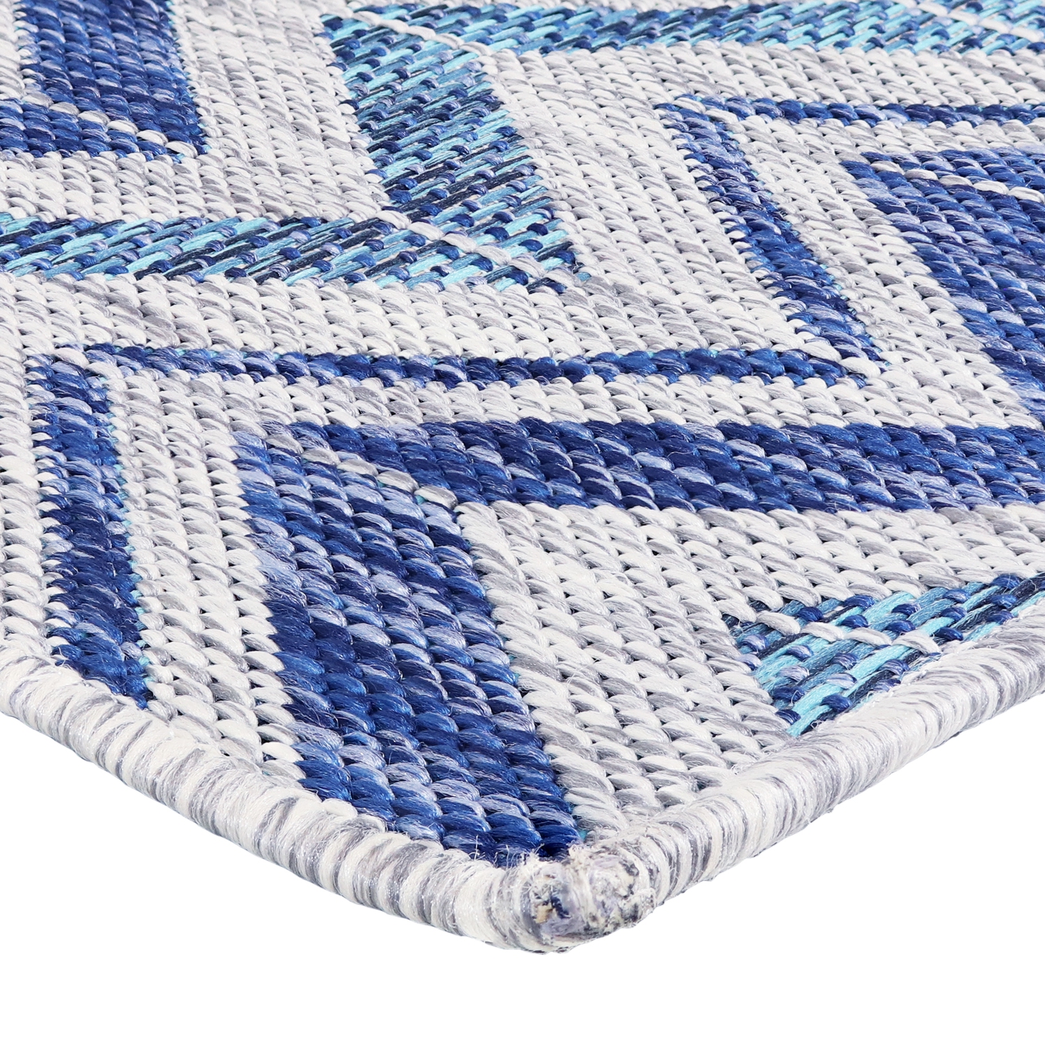 Tapis d'extérieur Chevron Dreams de Sunnydaze - Bleu/Gris - 5&nbsp;pi x 7&nbsp;pi
