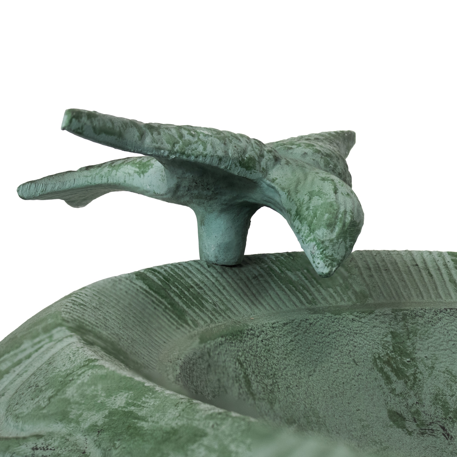 Sunnydaze Garden Visitor Metal Bird Bath - Green Patina - 15 in