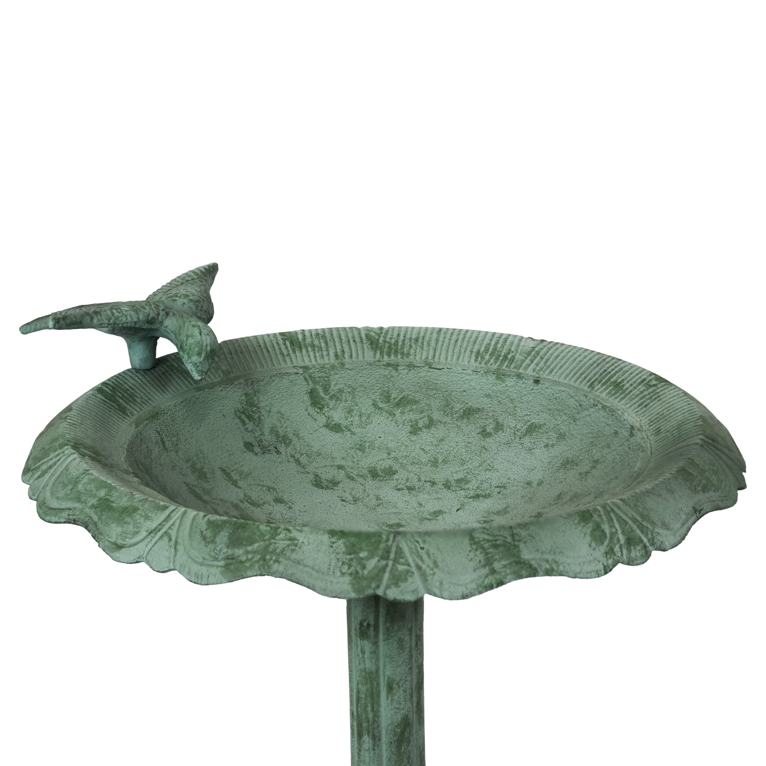 Sunnydaze Garden Visitor Metal Bird Bath - Green Patina - 15 in
