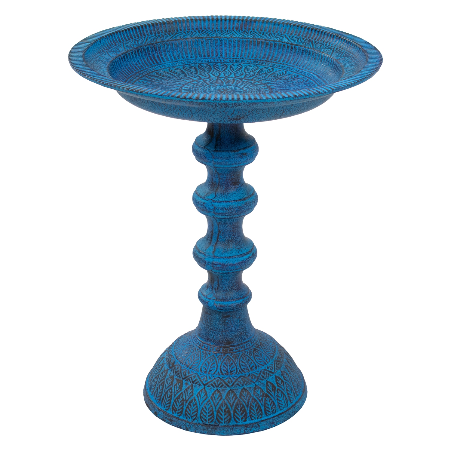 Sunnydaze Backyard Beauty Metal Bird Bath - Blue Patina - 14.5 in