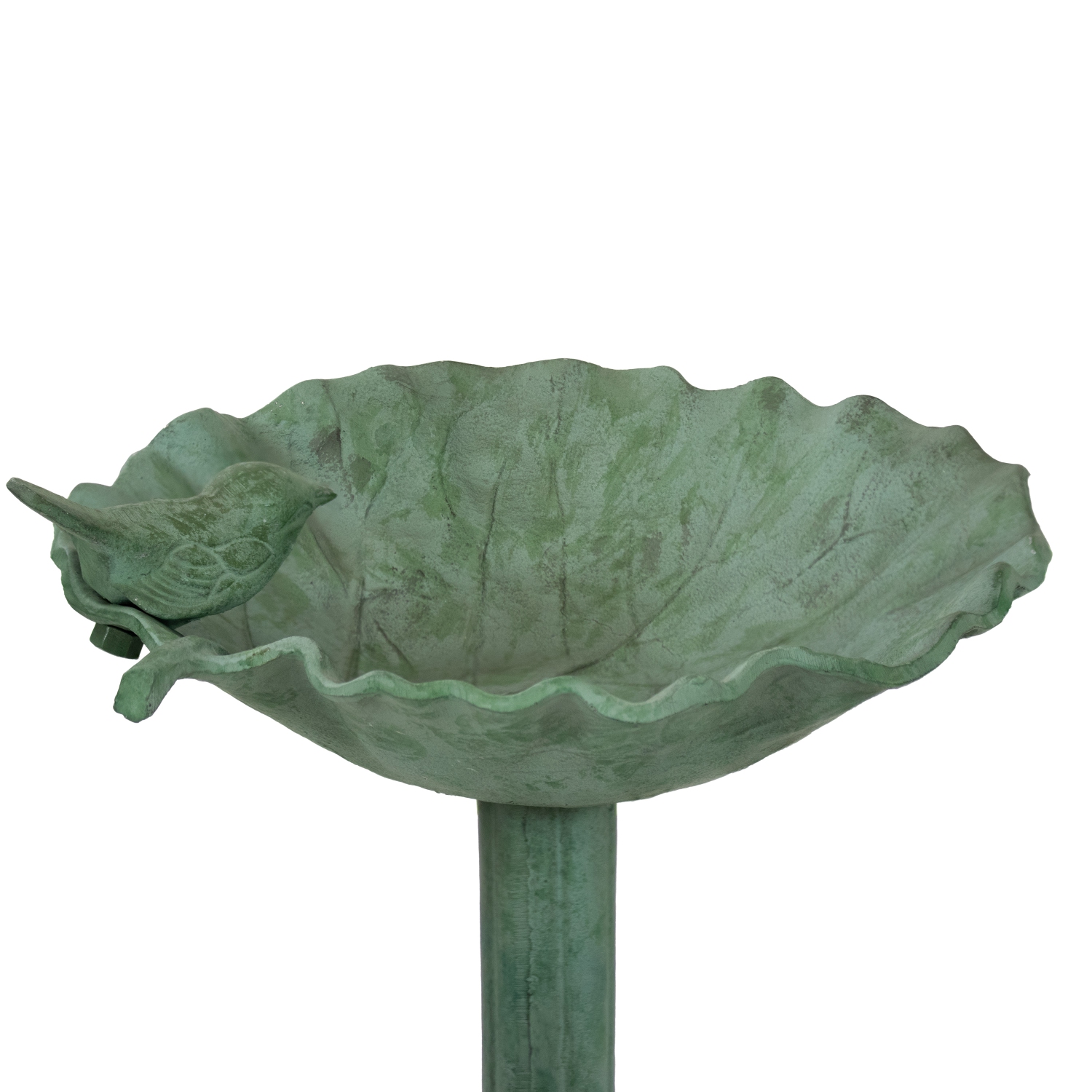 Sunnydaze Autumnal Leaf Metal Bird Bath - Green Patina - 11.75 in