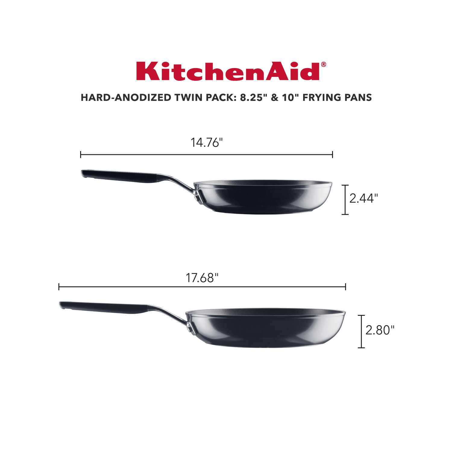 KitchenAid Hard Anodized Nonstick Frying Pan Set, 2-Piece, Onyx Black