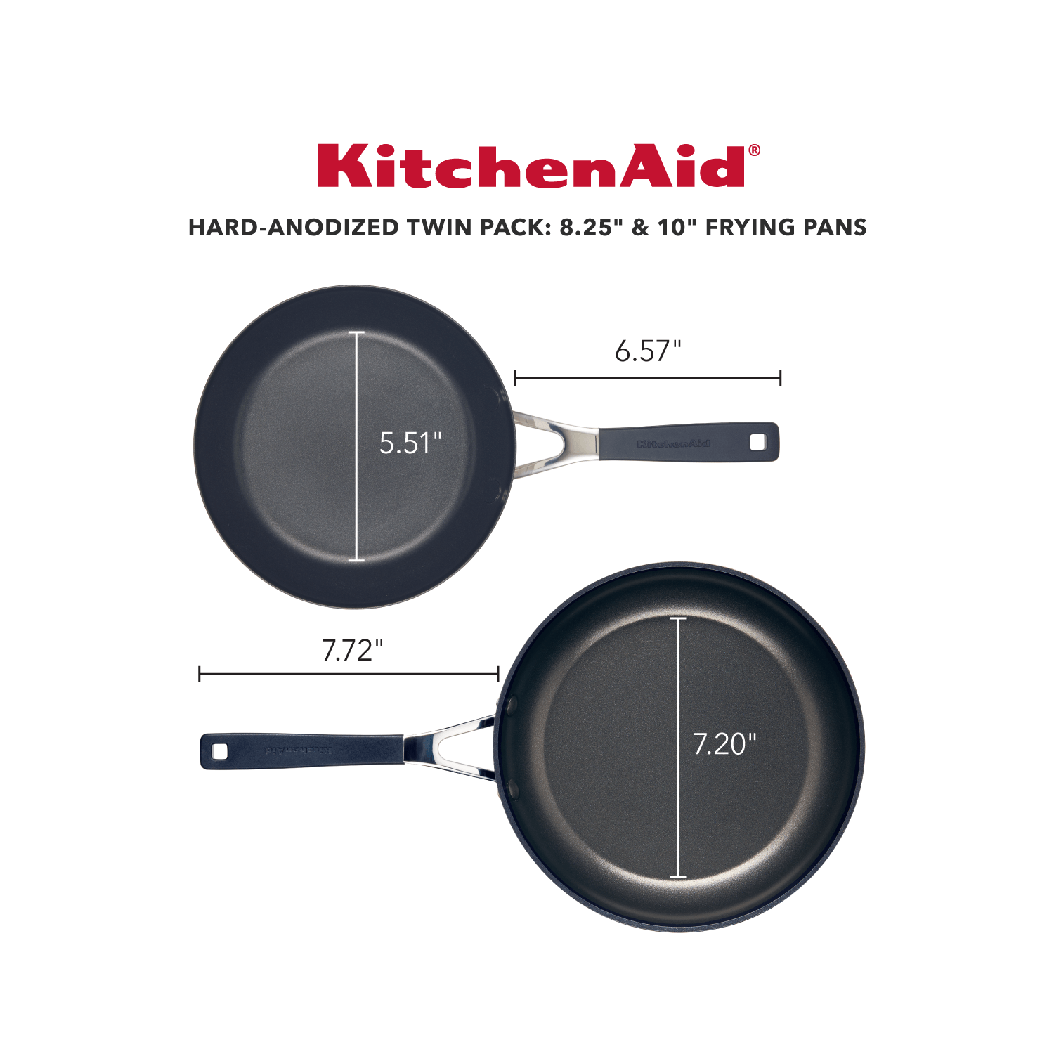 KitchenAid Hard Anodized Nonstick Frying Pan Set, 2-Piece, Onyx Black