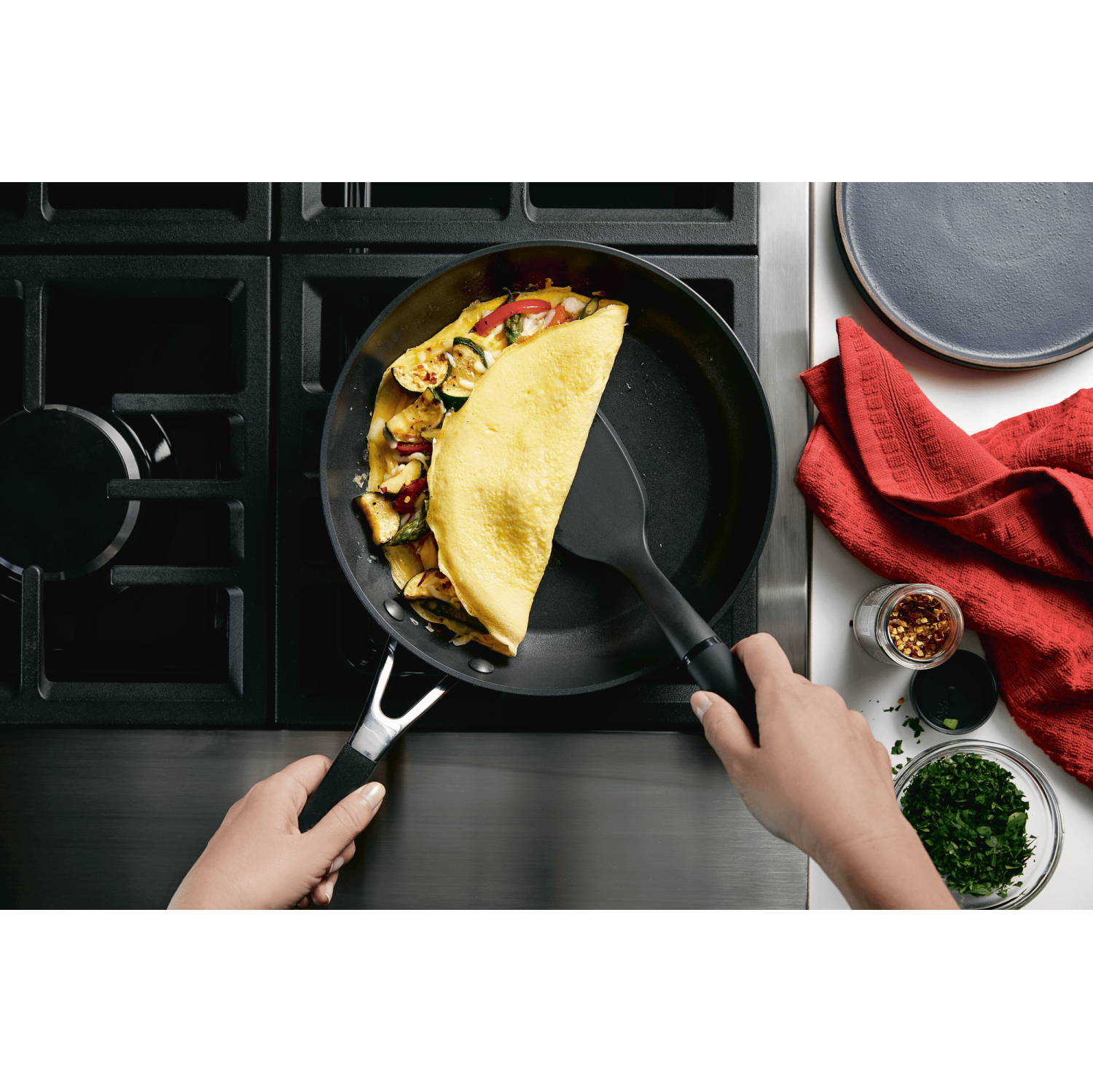 KitchenAid Hard Anodized Nonstick Frying Pan Set, 2-Piece, Onyx Black