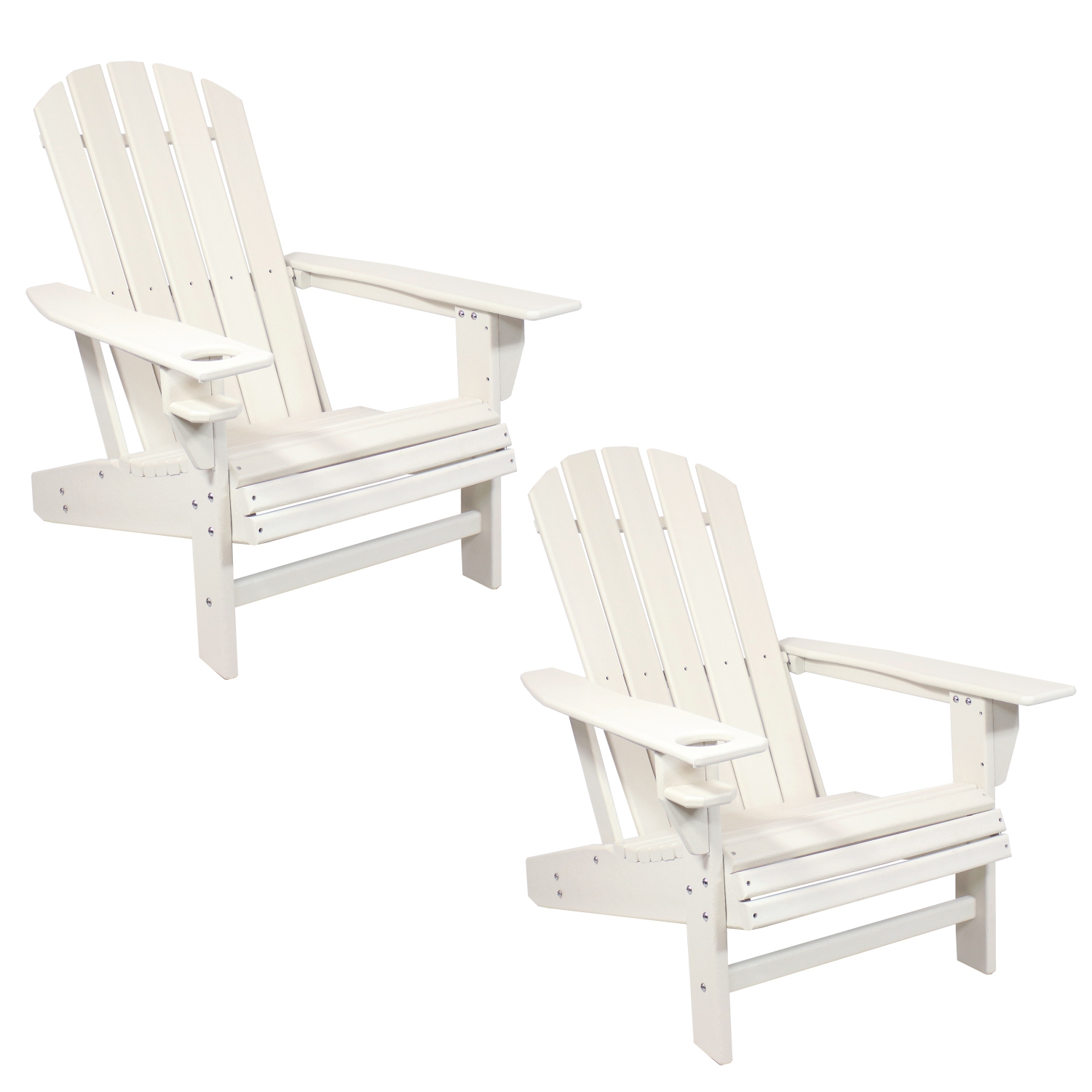 Chaise Adirondack de style lac Sunnydaze avec porte-gobelet - Ensemble de 2