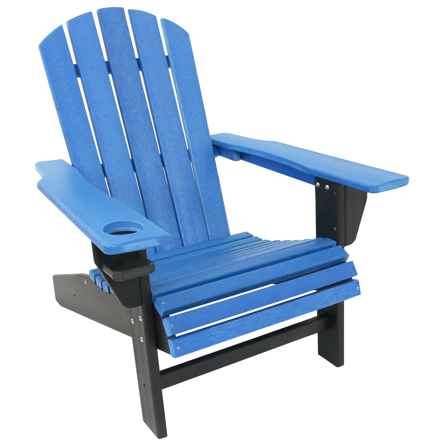 Chaise Adirondack en PEHD avec porte-gobelet de Sunnydaze - Bleu-noir