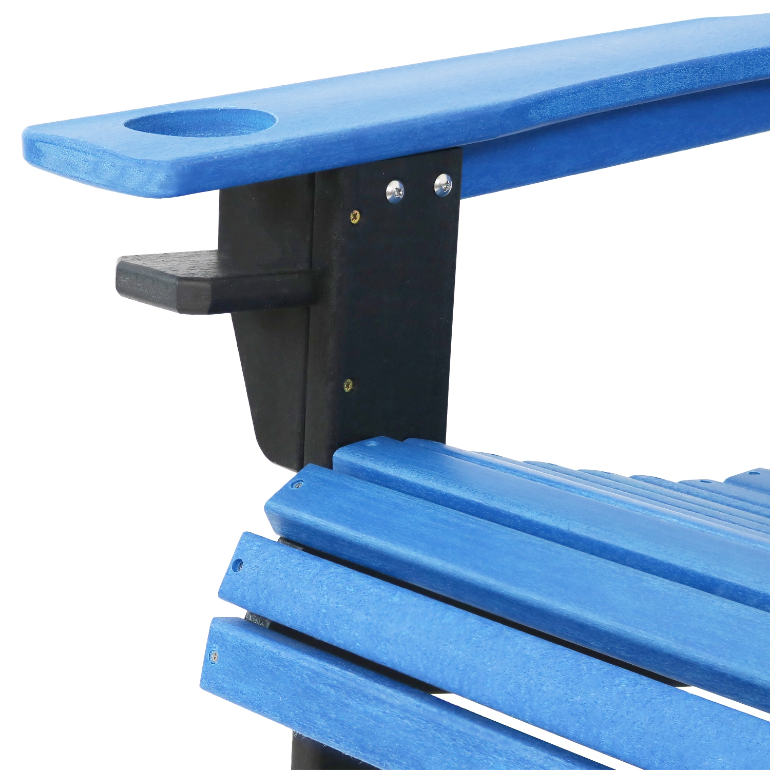 Chaise Adirondack en PEHD avec porte-gobelet de Sunnydaze - Bleu-noir