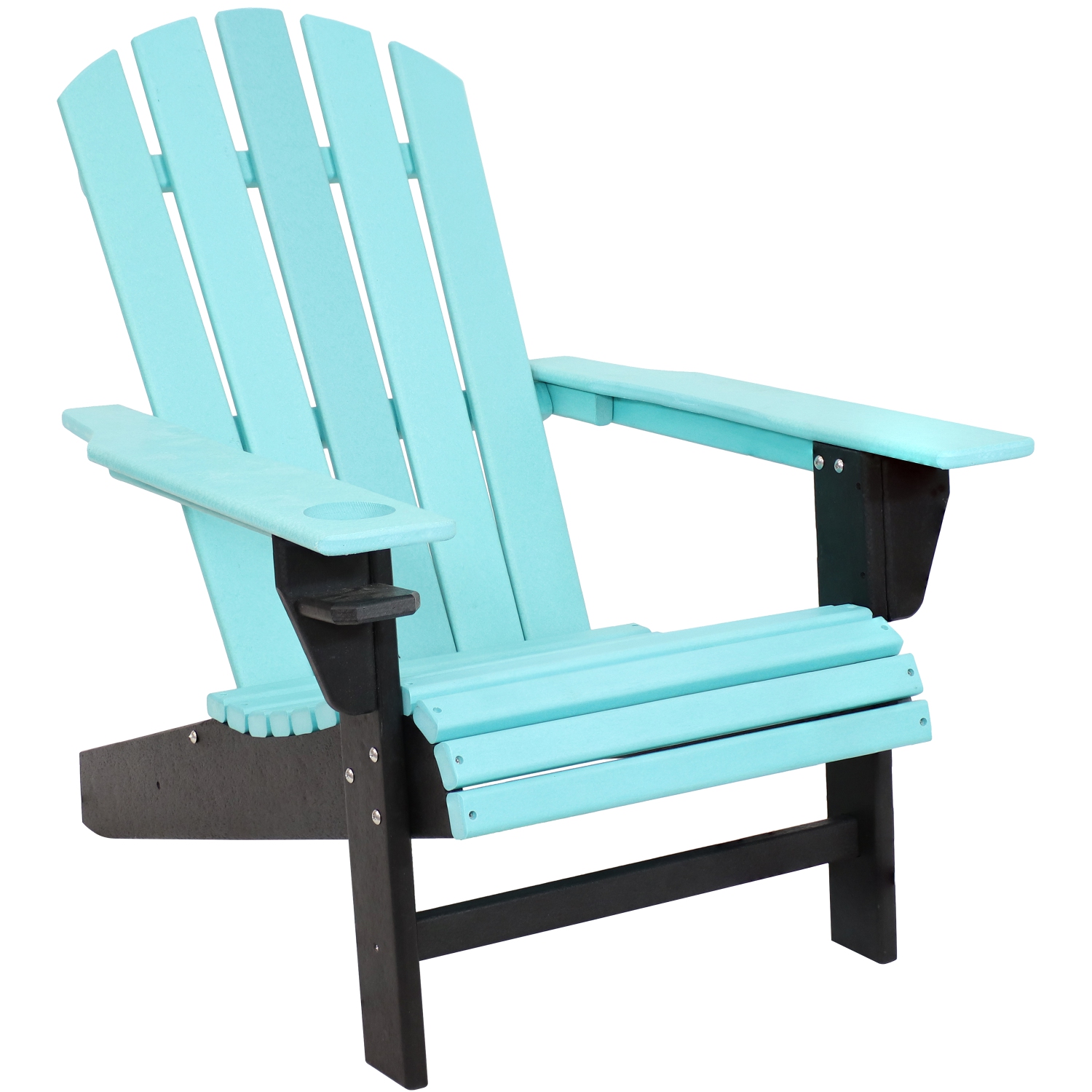 Sunnydaze HDPE Adirondack Chair with Drink Holder - Teal/Black