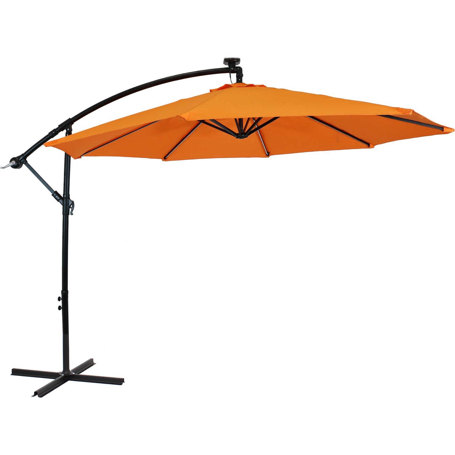 Sunnydaze 9.5 ft Solar Cantilever Offset Patio Umbrella - Tangerine