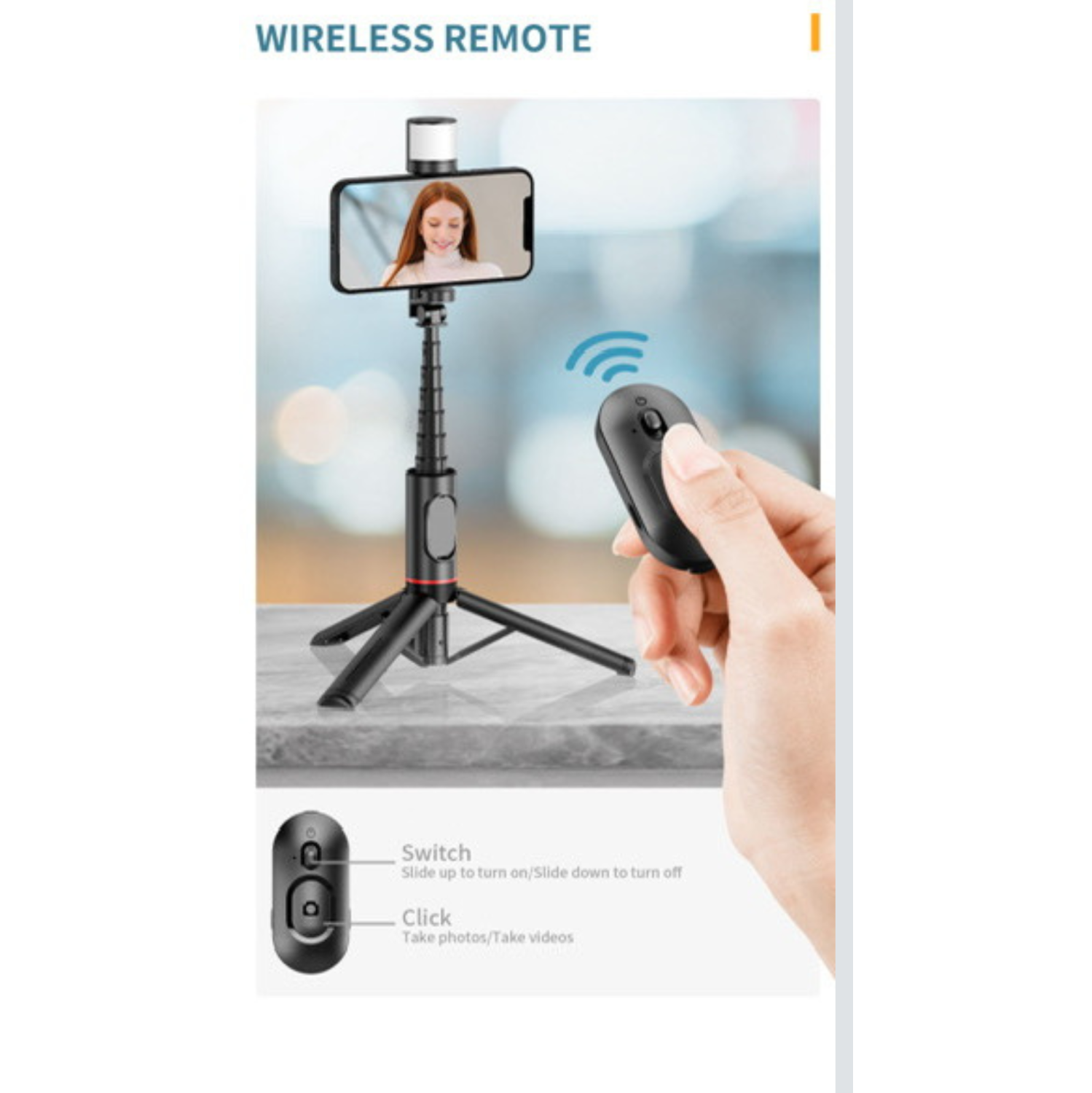 TUTT Q12 Selfie Stick Phone Holder with Fill-light Backlight | Detachable Remote Control | Foldable Rotatable 360"