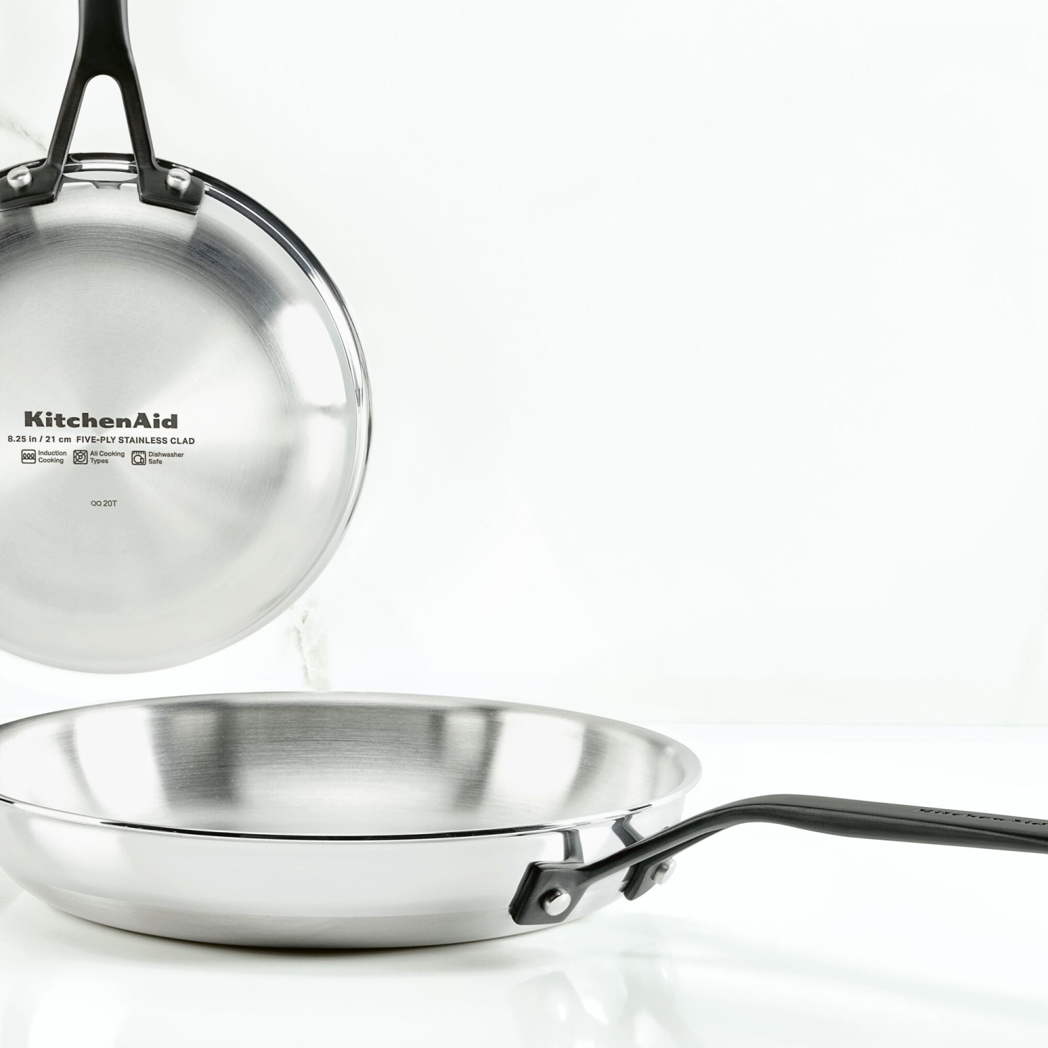 KitchenAid 5-Ply Clad Stainless Steel Frying Pan Set, 2-Piece, Polished Stainless Steel