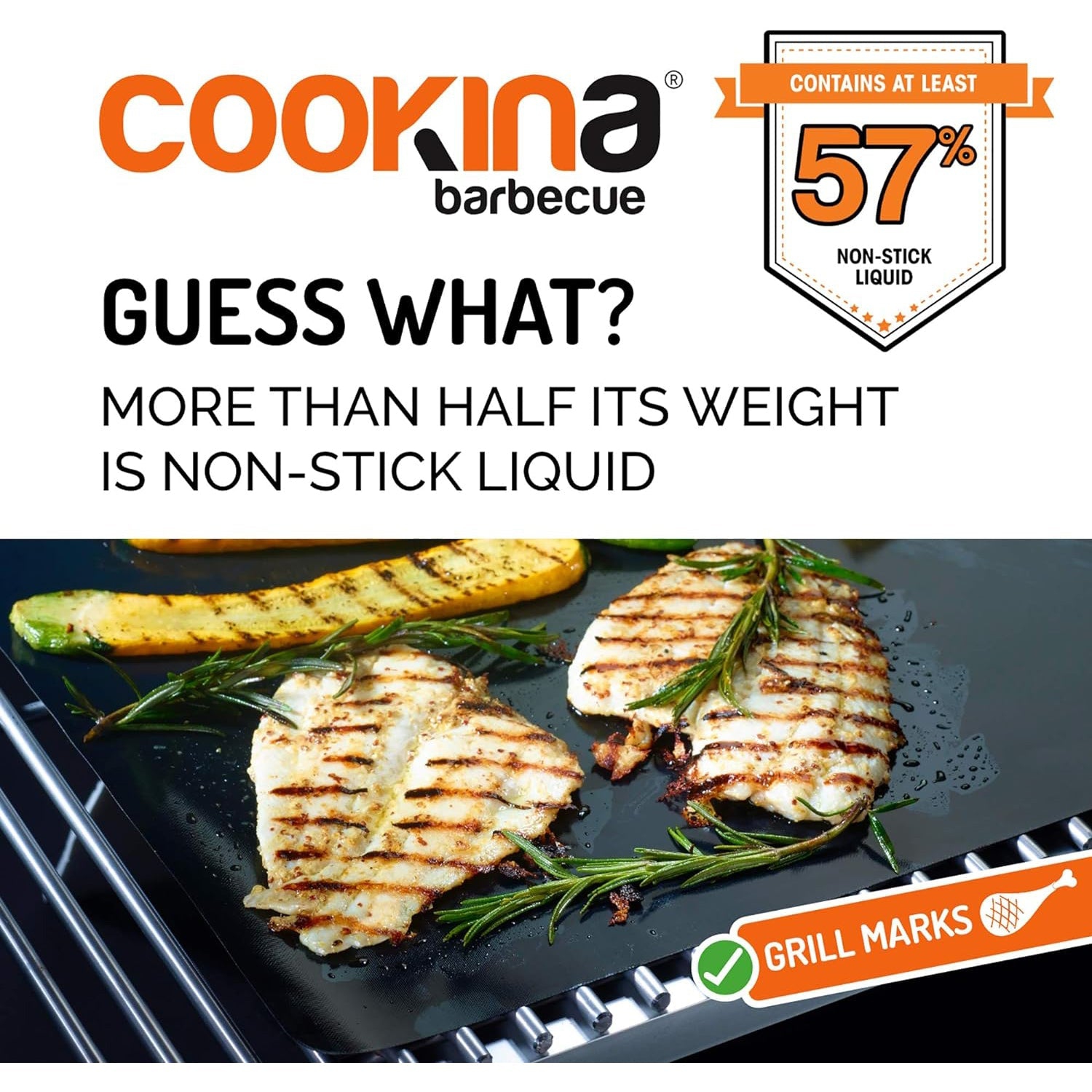 Cookina - Reusable Grilling Mat for BBQ, Non-Stick, Easy to Clean, Black