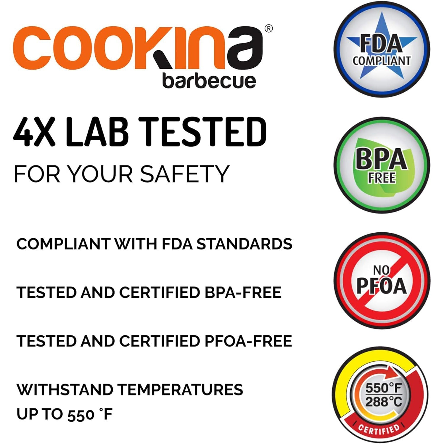 Cookina - Reusable Grilling Mat for BBQ, Non-Stick, Easy to Clean, Black