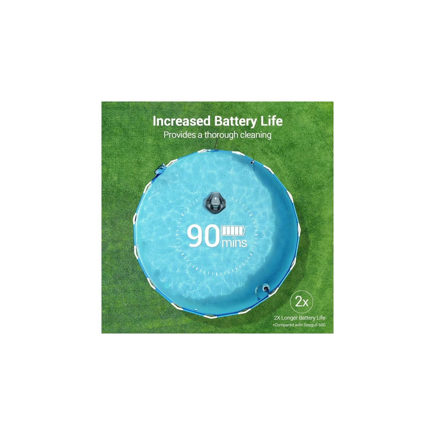 Nettoyeur de piscine robotique sans fil Seagull se | 90 Min Runtime, voyant DEL, stationnement automatique - Gris
