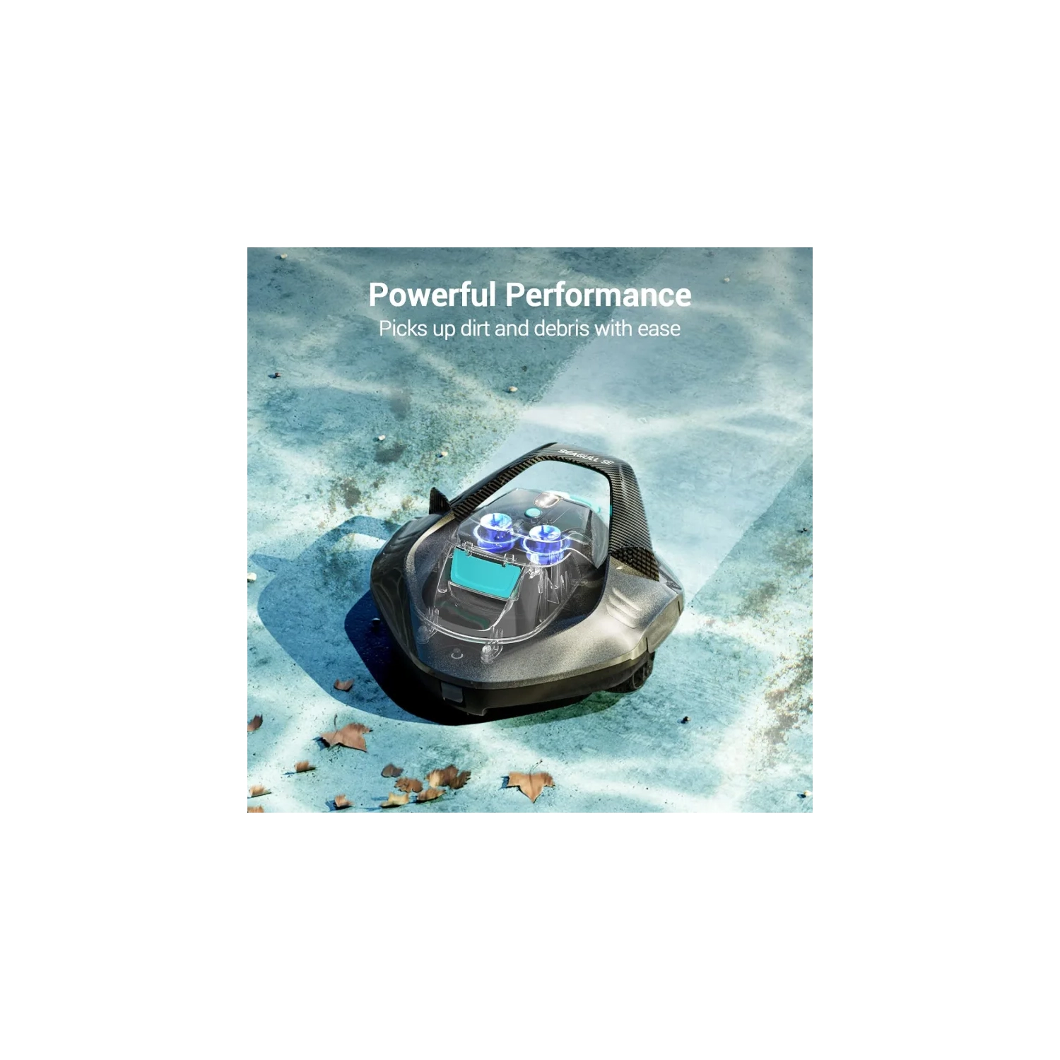 Nettoyeur de piscine robotique sans fil Seagull se | 90 Min Runtime, voyant DEL, stationnement automatique - Gris